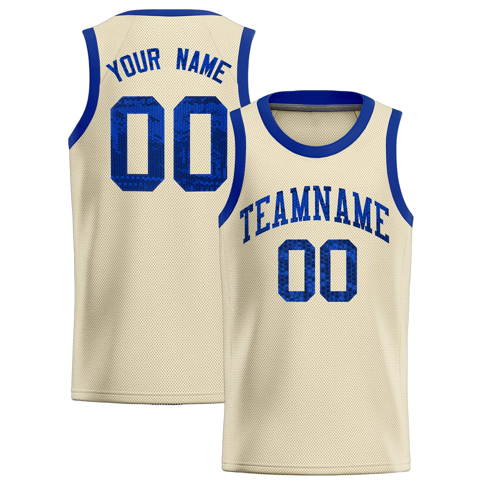 Custom Cream Sequined Tops Athletic Basketball Jersey|KXKSHOP