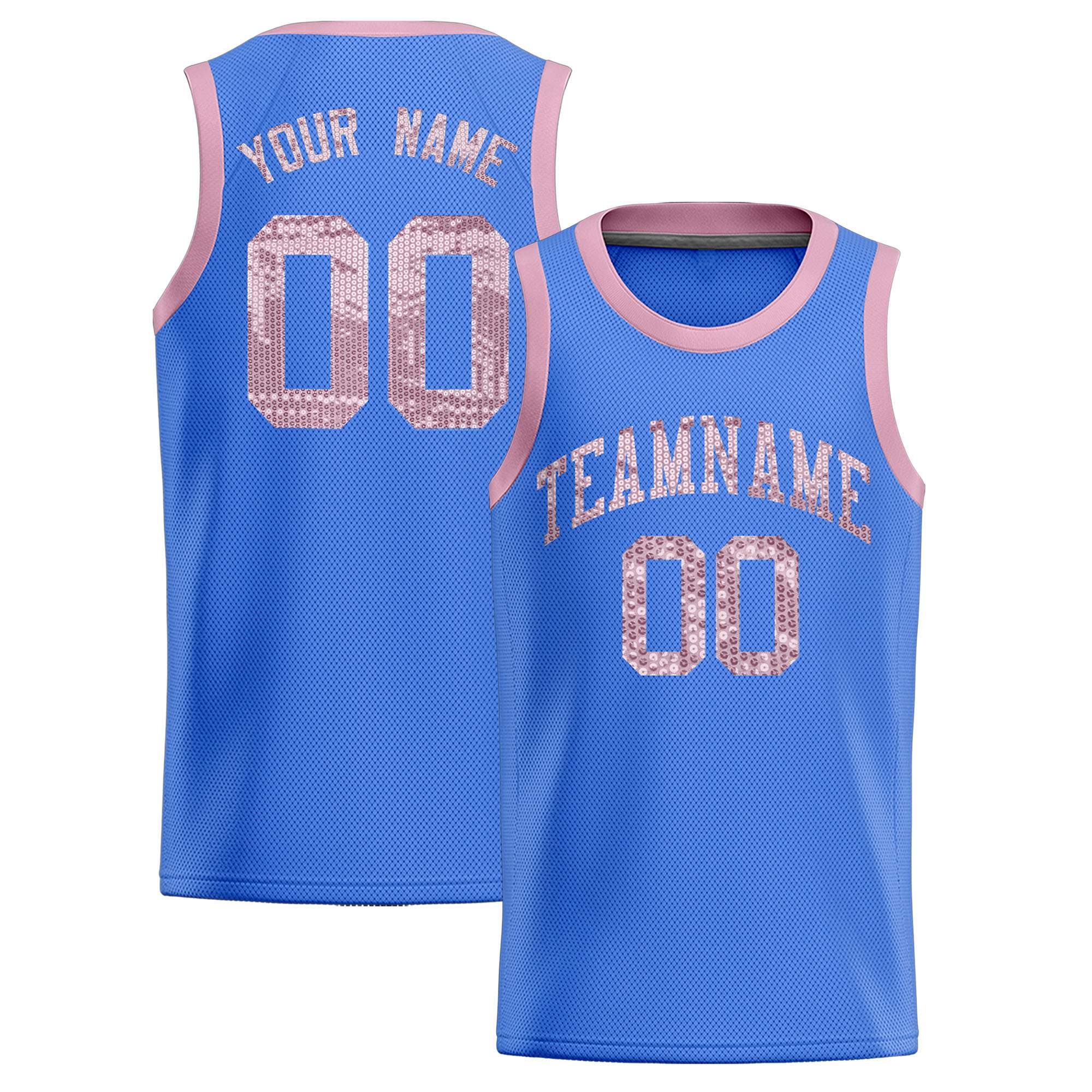 Custom Powder Blue Sequined Tops Athletic Basketball Jersey|KXKSHOP