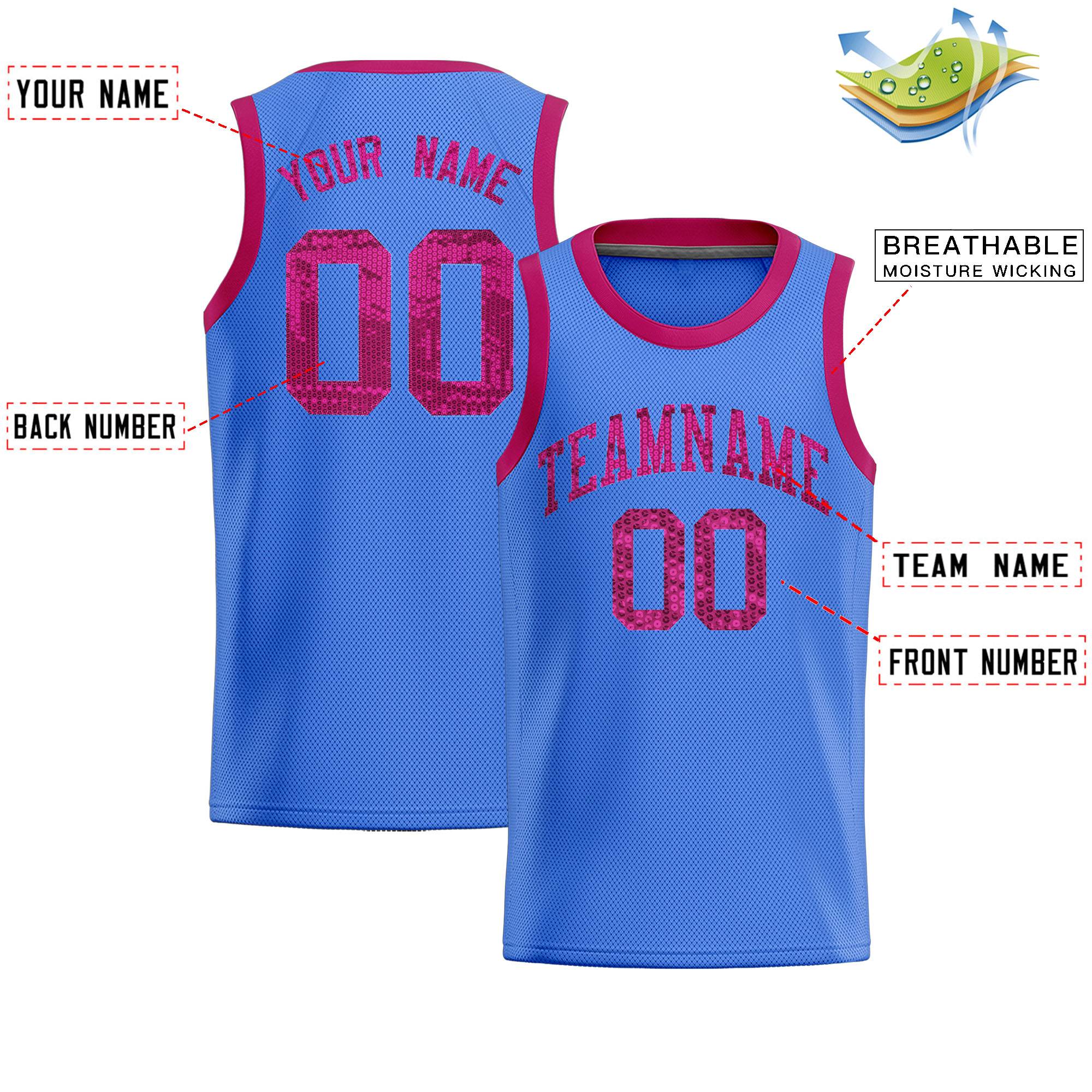 Custom Powder Blue Sequined Tops Athletic Basketball Jersey|KXKSHOP