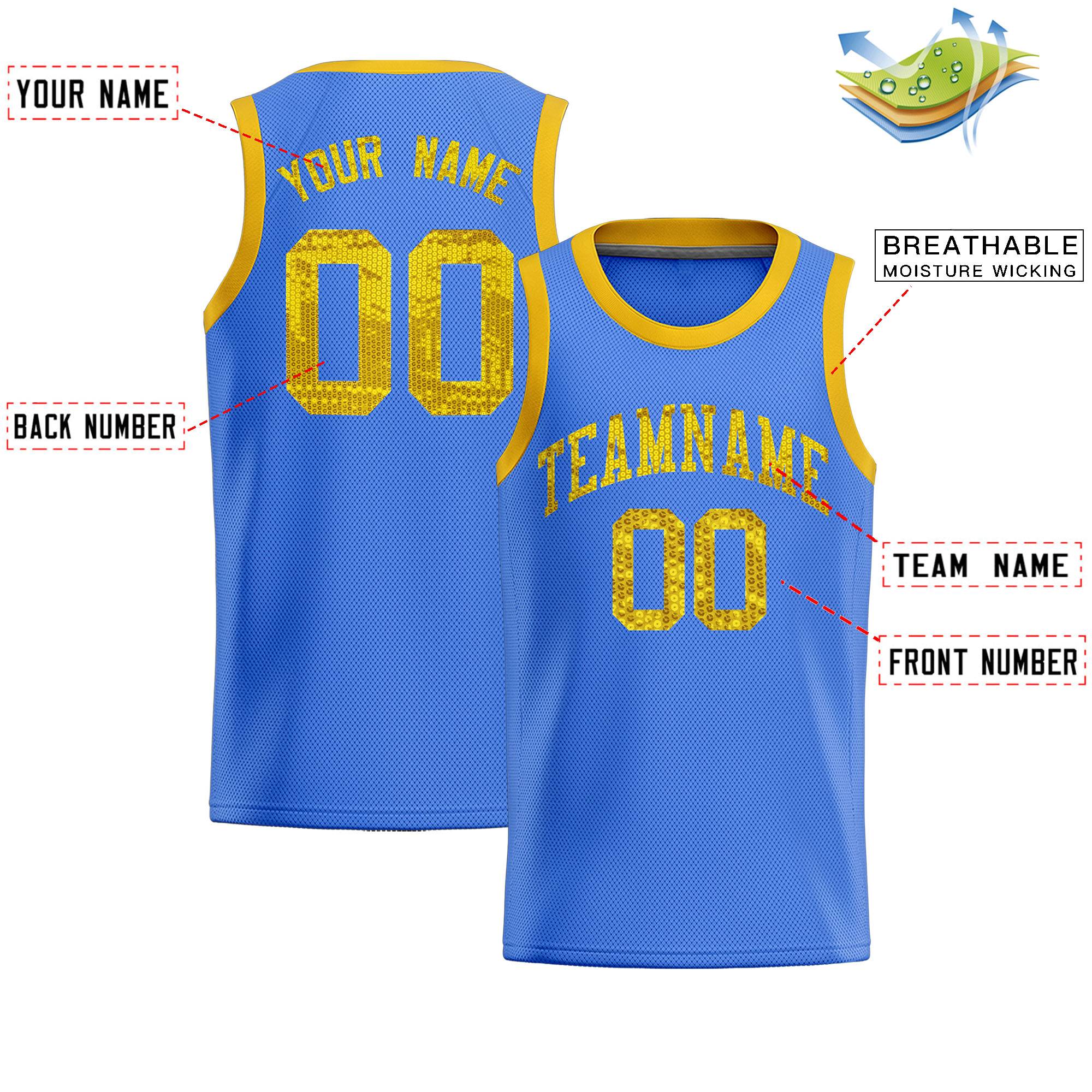 Custom Powder Blue Sequined Tops Athletic Basketball Jersey|KXKSHOP
