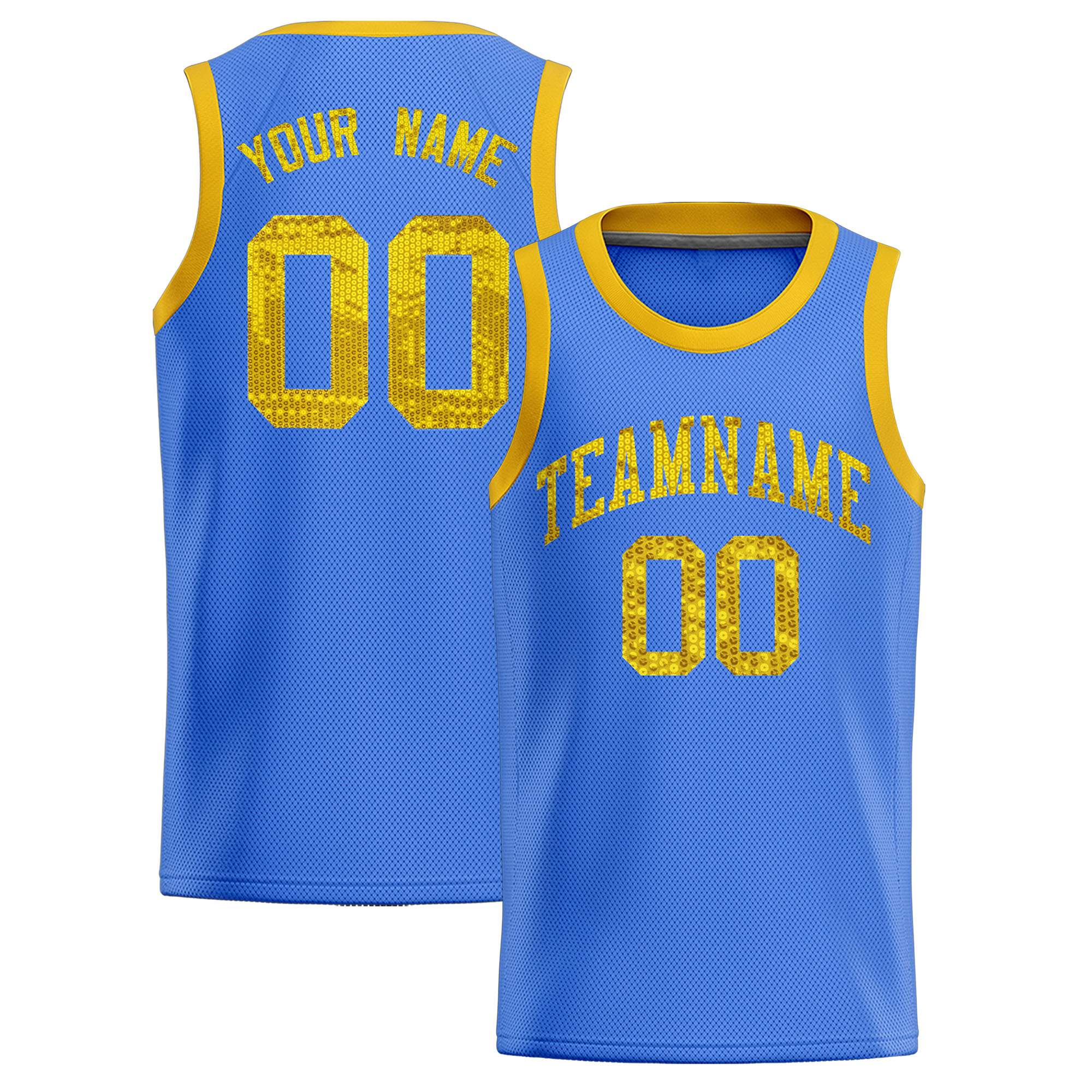 Custom Powder Blue Sequined Tops Athletic Basketball Jersey|KXKSHOP