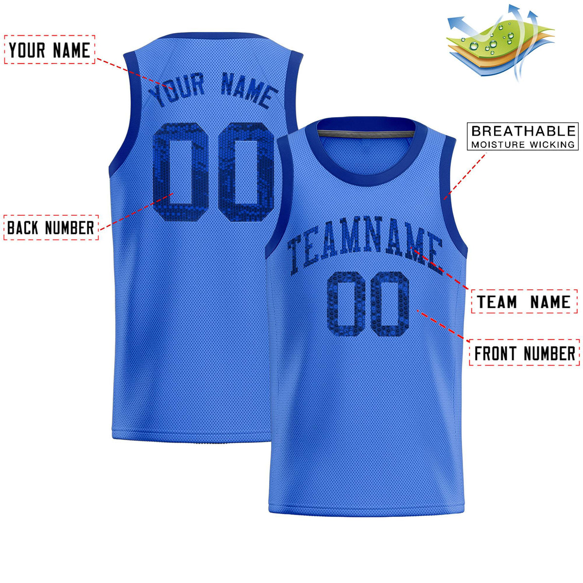 Custom Powder Blue Sequined Tops Athletic Basketball Jersey|KXKSHOP