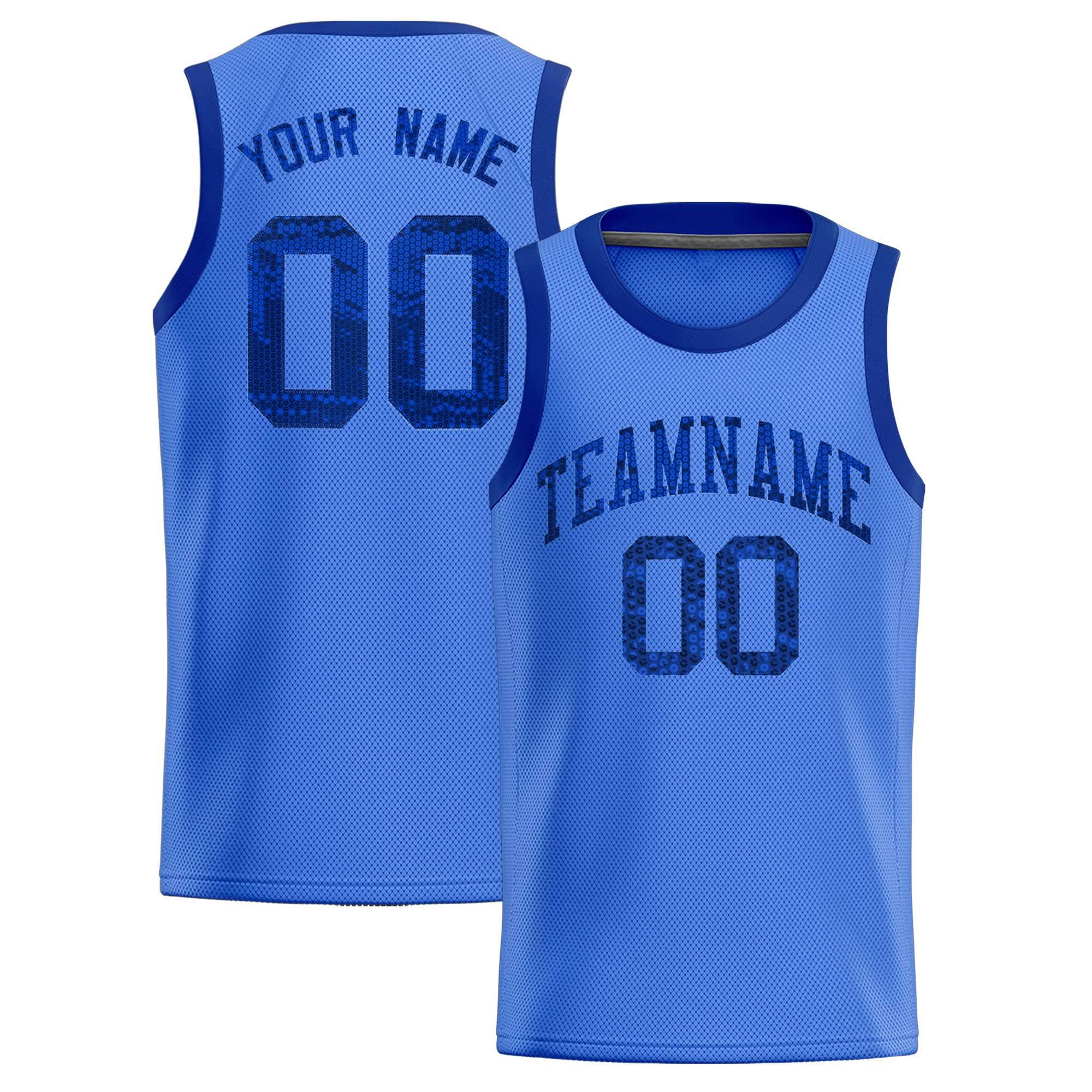 Custom Powder Blue Sequined Tops Athletic Basketball Jersey|KXKSHOP
