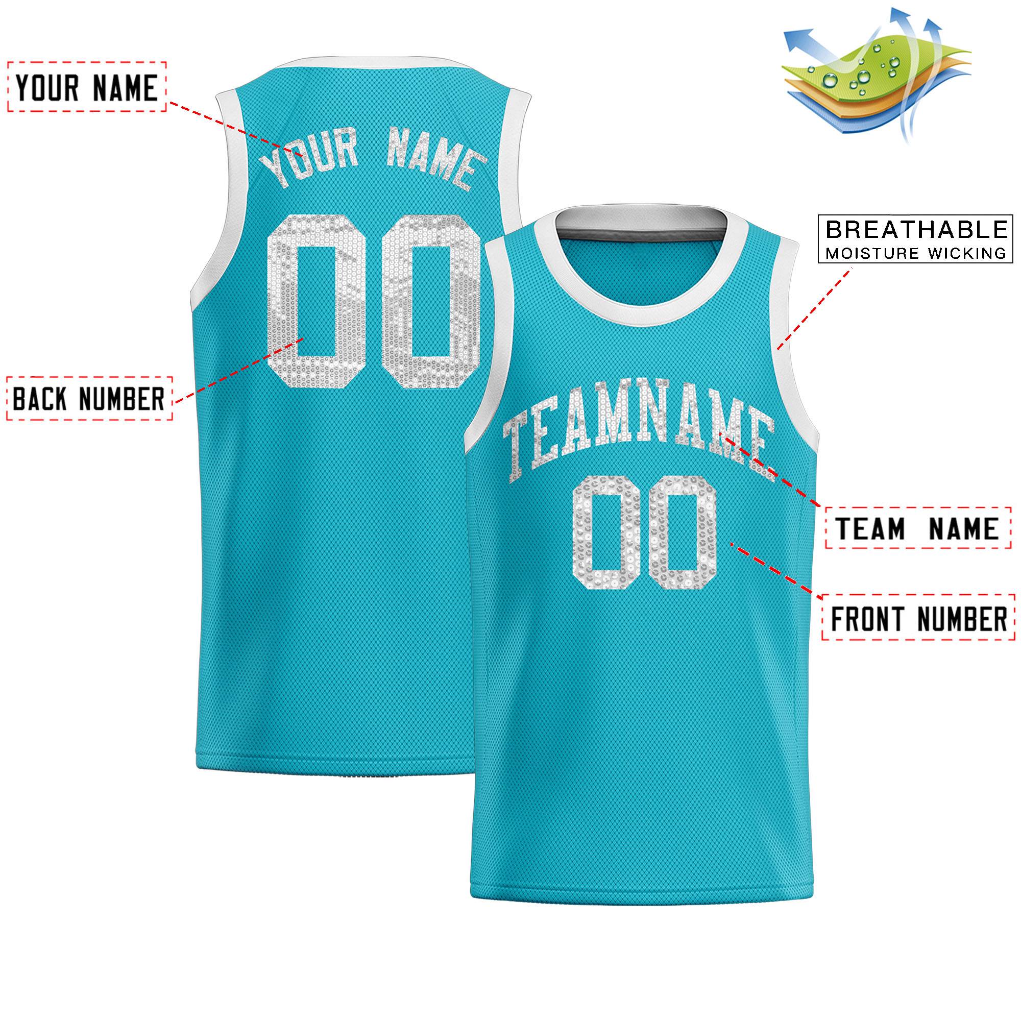 Custom Sky Blue Sequined Tops Athletic Basketball Jersey|KXKSHOP