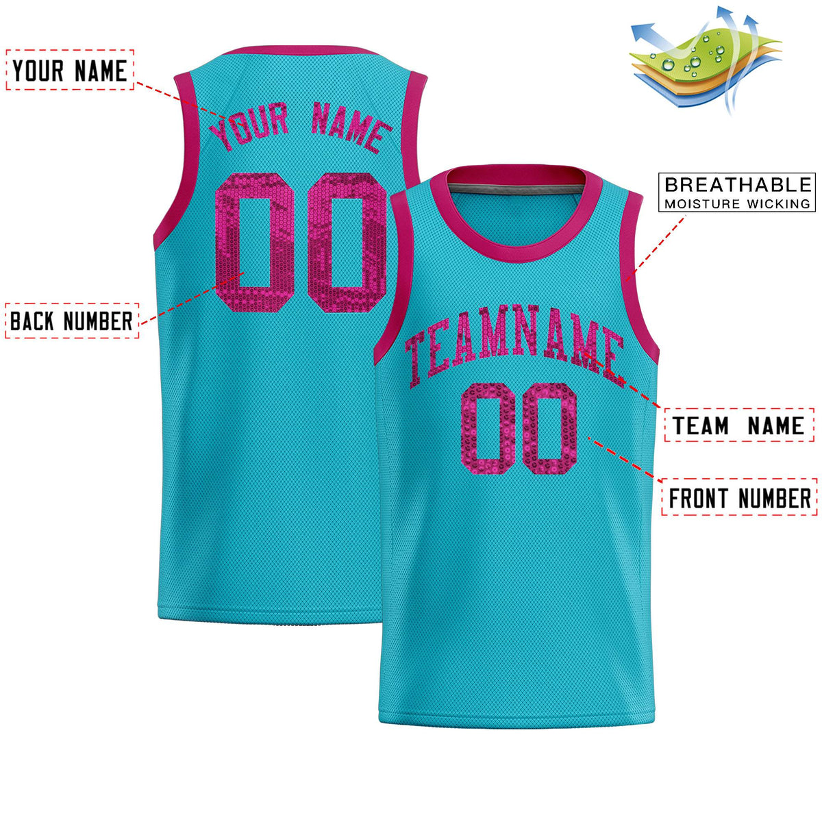 Custom Sky Blue Sequined Tops Athletic Basketball Jersey|KXKSHOP