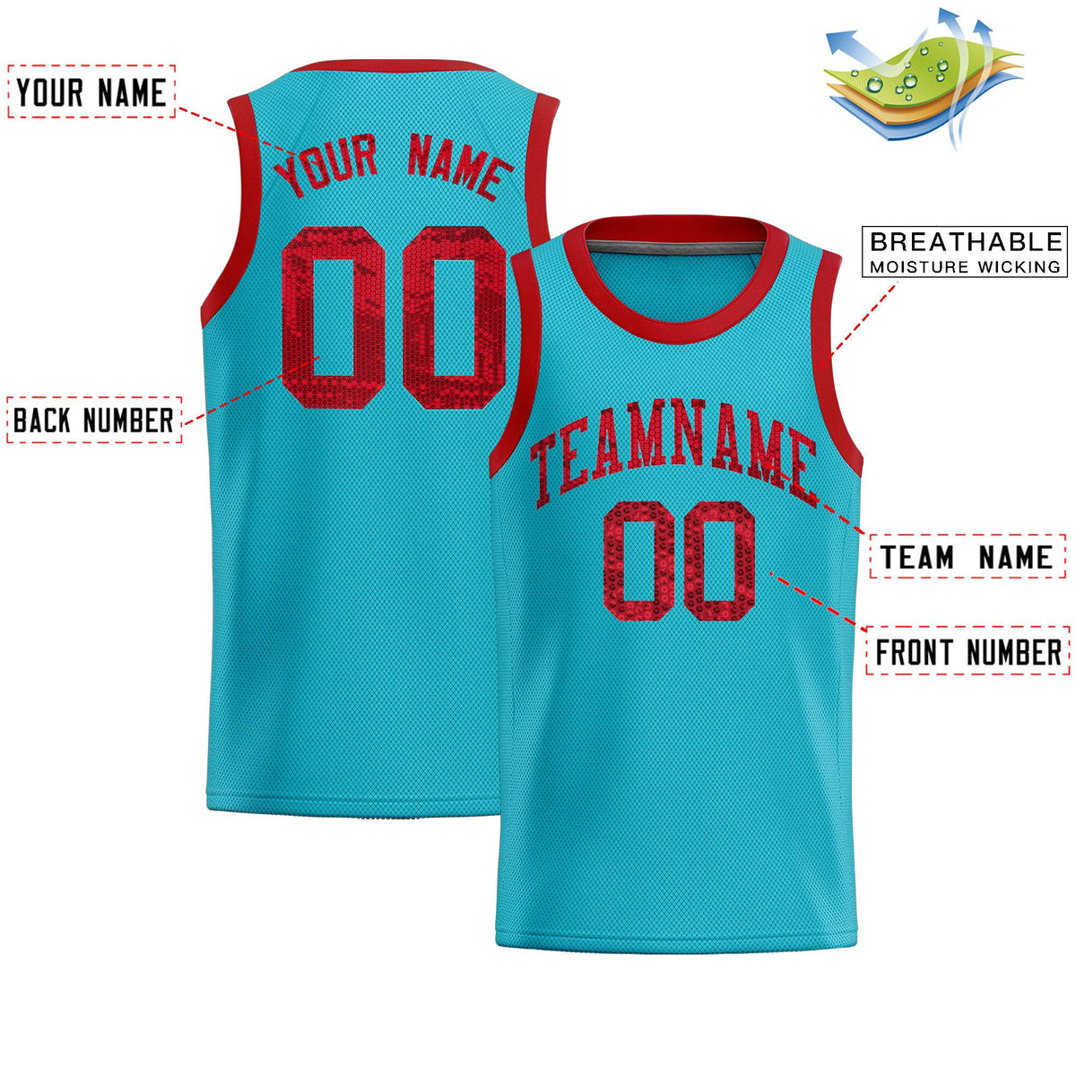 Custom Sky Blue Sequined Tops Athletic Basketball Jersey|KXKSHOP