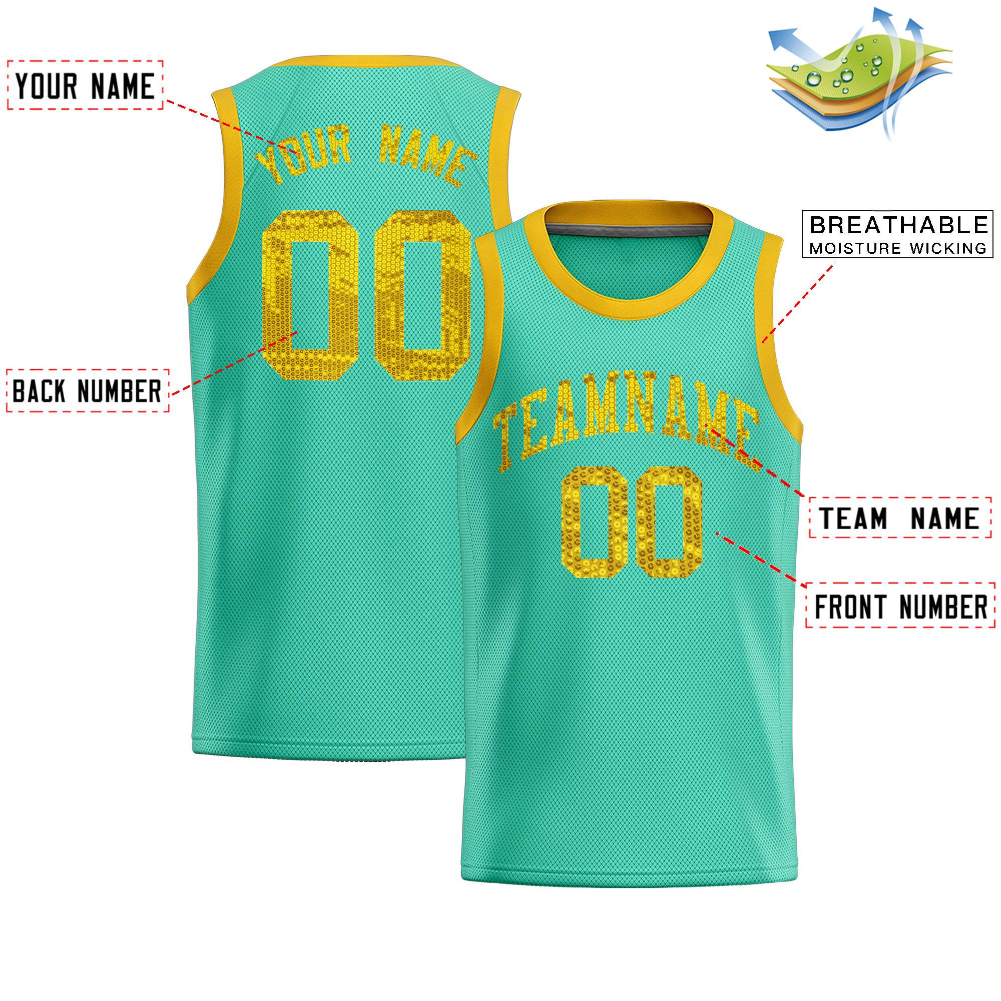 Custom Bright Green Sequined Tops Athletic Basketball Jersey|KXKSHOP