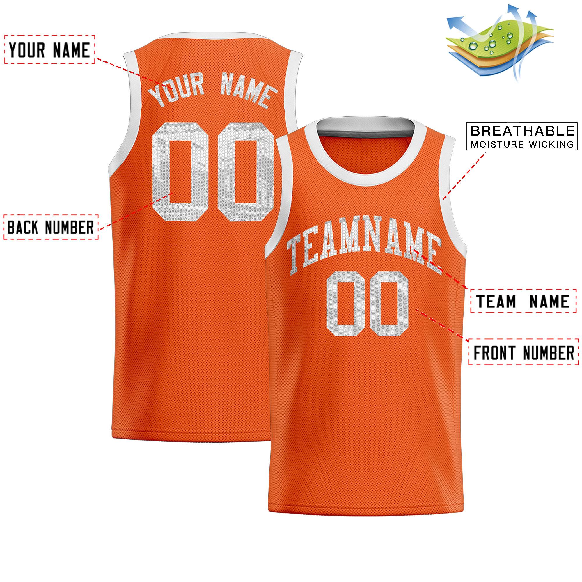 Custom Orange Sequined Tops Athletic Basketball Jersey|KXKSHOP