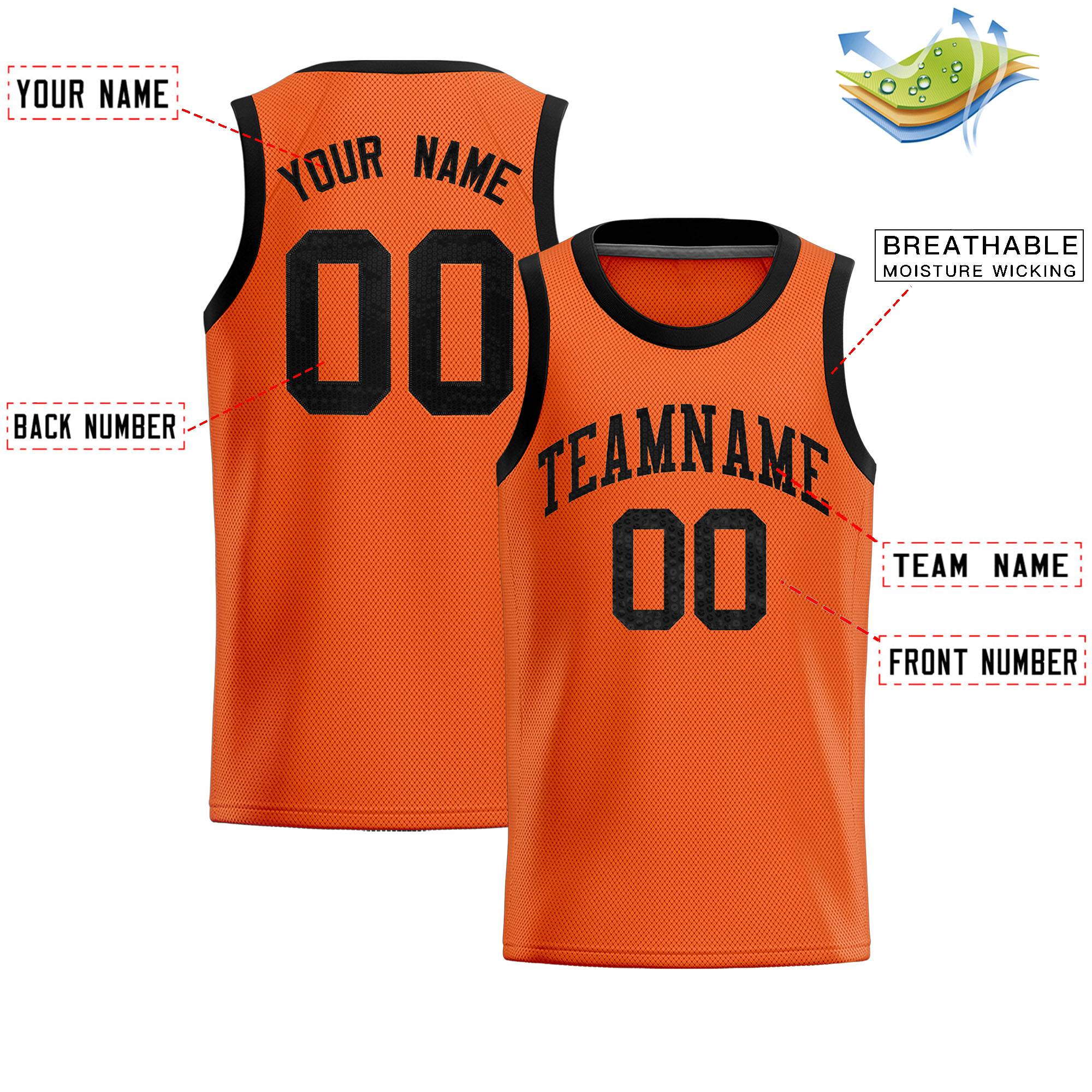 Custom Orange Sequined Tops Athletic Basketball Jersey|KXKSHOP