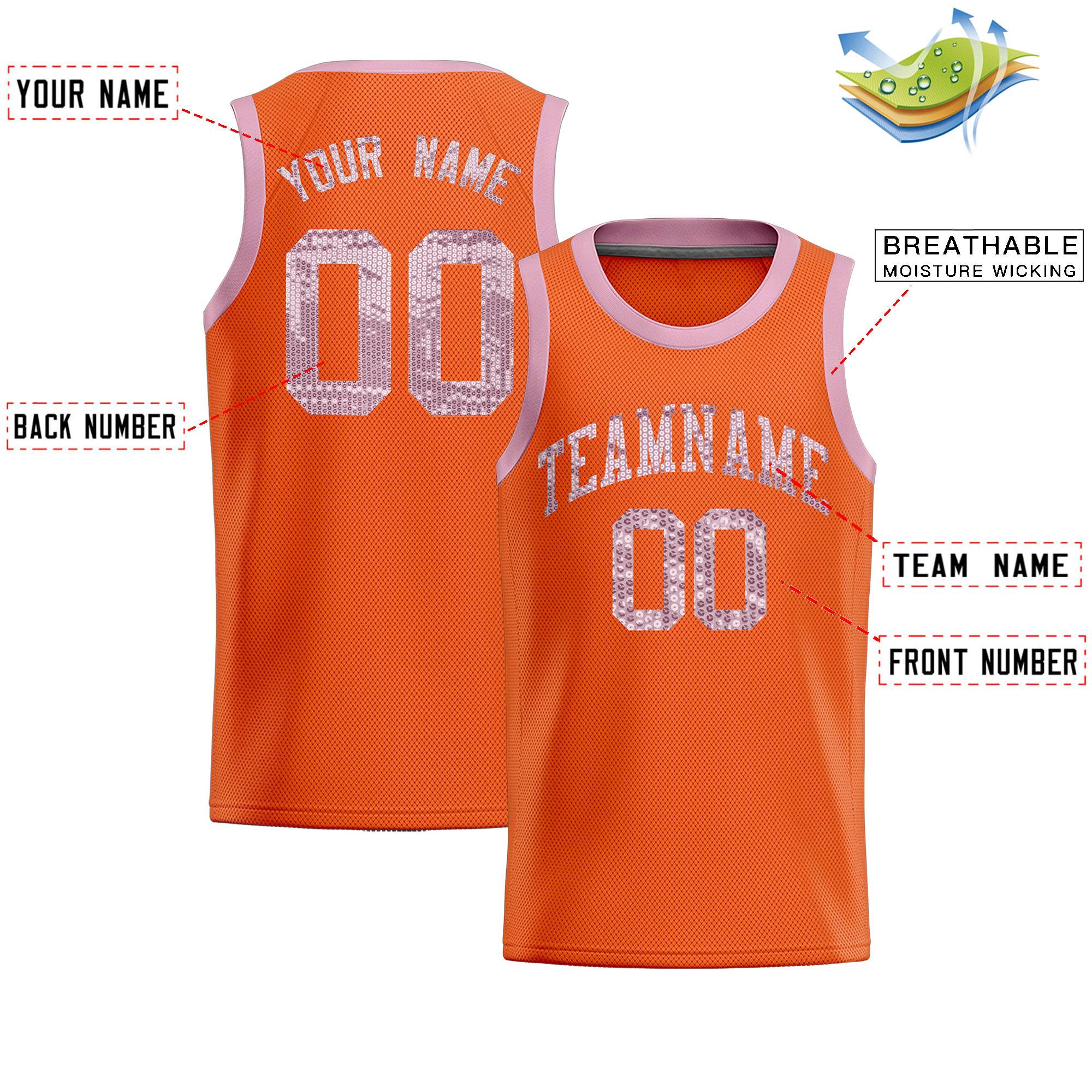 Custom Orange Sequined Tops Athletic Basketball Jersey|KXKSHOP