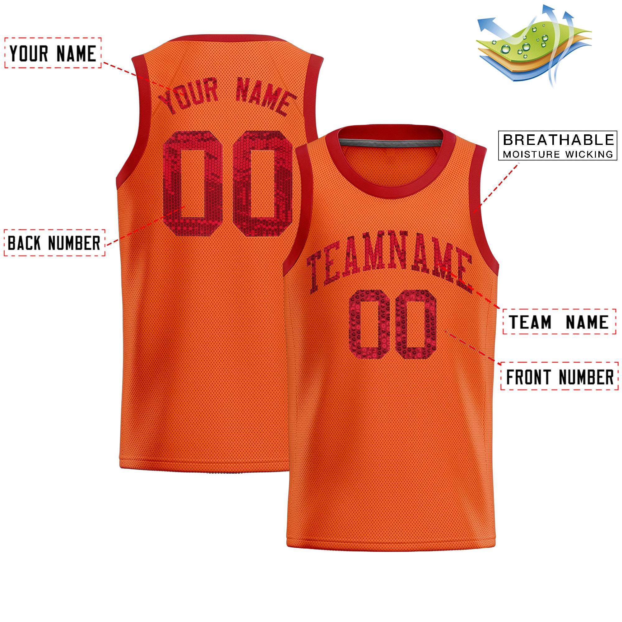 Custom Orange Sequined Tops Athletic Basketball Jersey|KXKSHOP