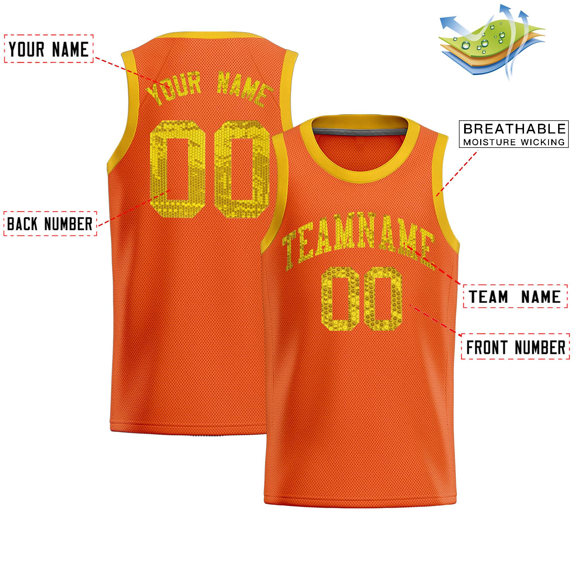 Custom Orange Sequined Tops Athletic Basketball Jersey|KXKSHOP