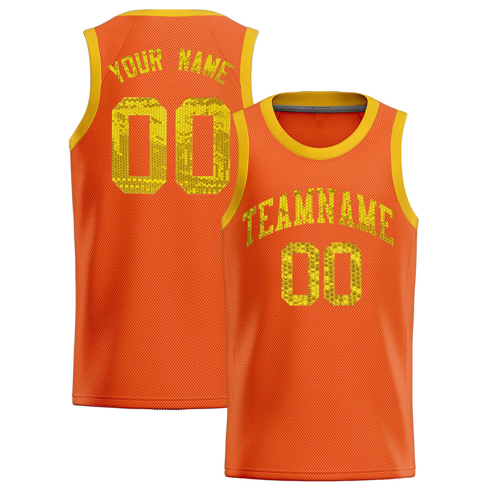 Custom Orange Sequined Tops Athletic Basketball Jersey|KXKSHOP