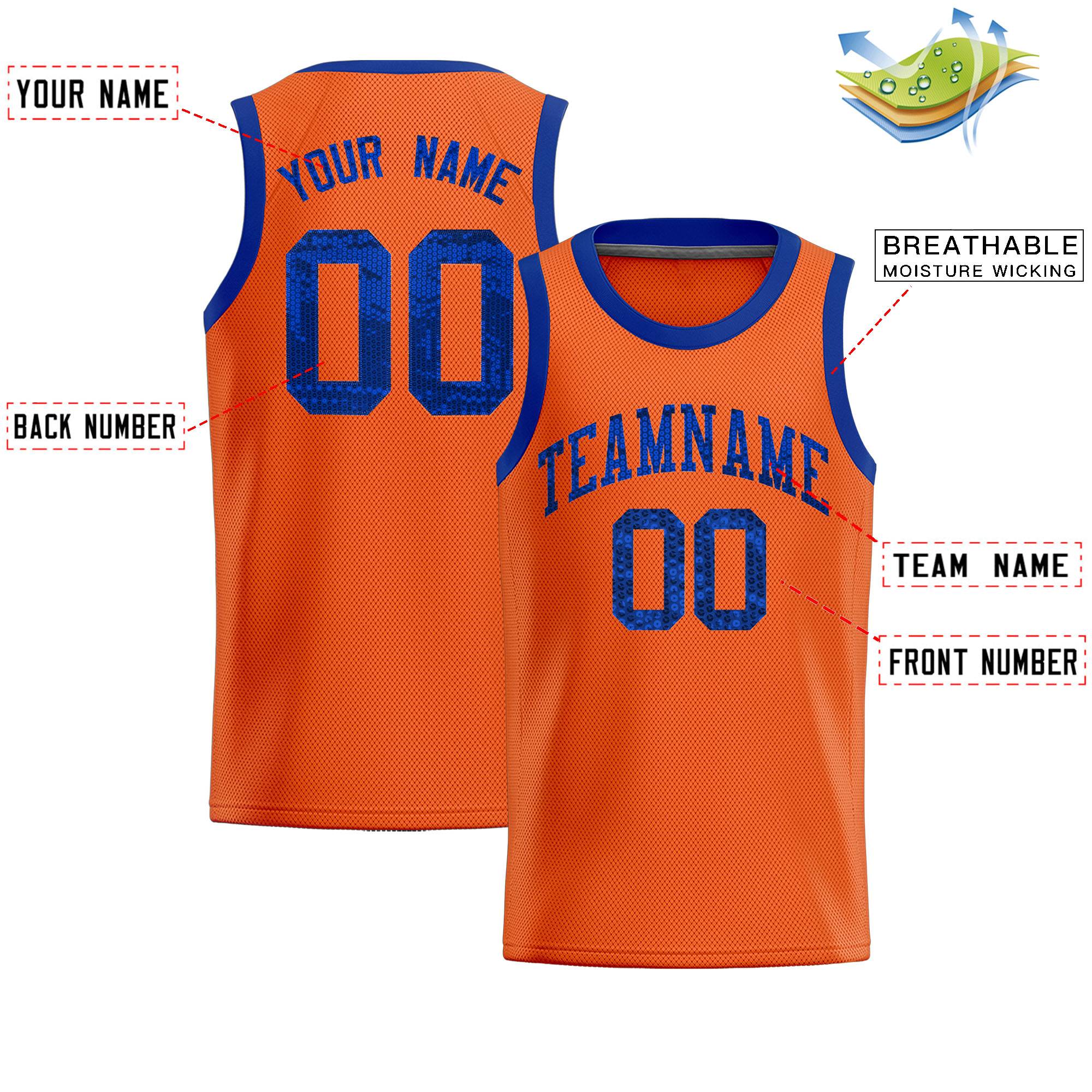 Custom Orange Sequined Tops Athletic Basketball Jersey|KXKSHOP