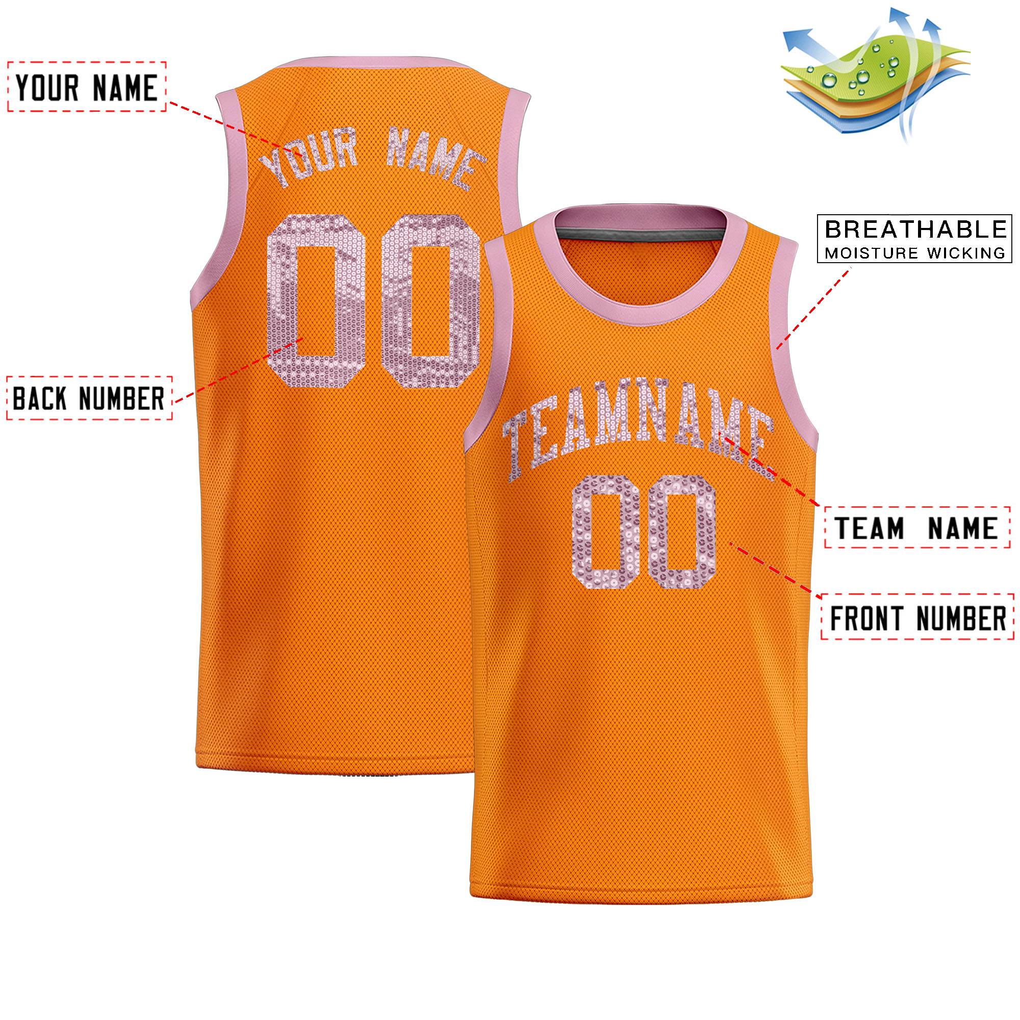 Custom Orange Sequined Tops Athletic Basketball Jersey|KXKSHOP