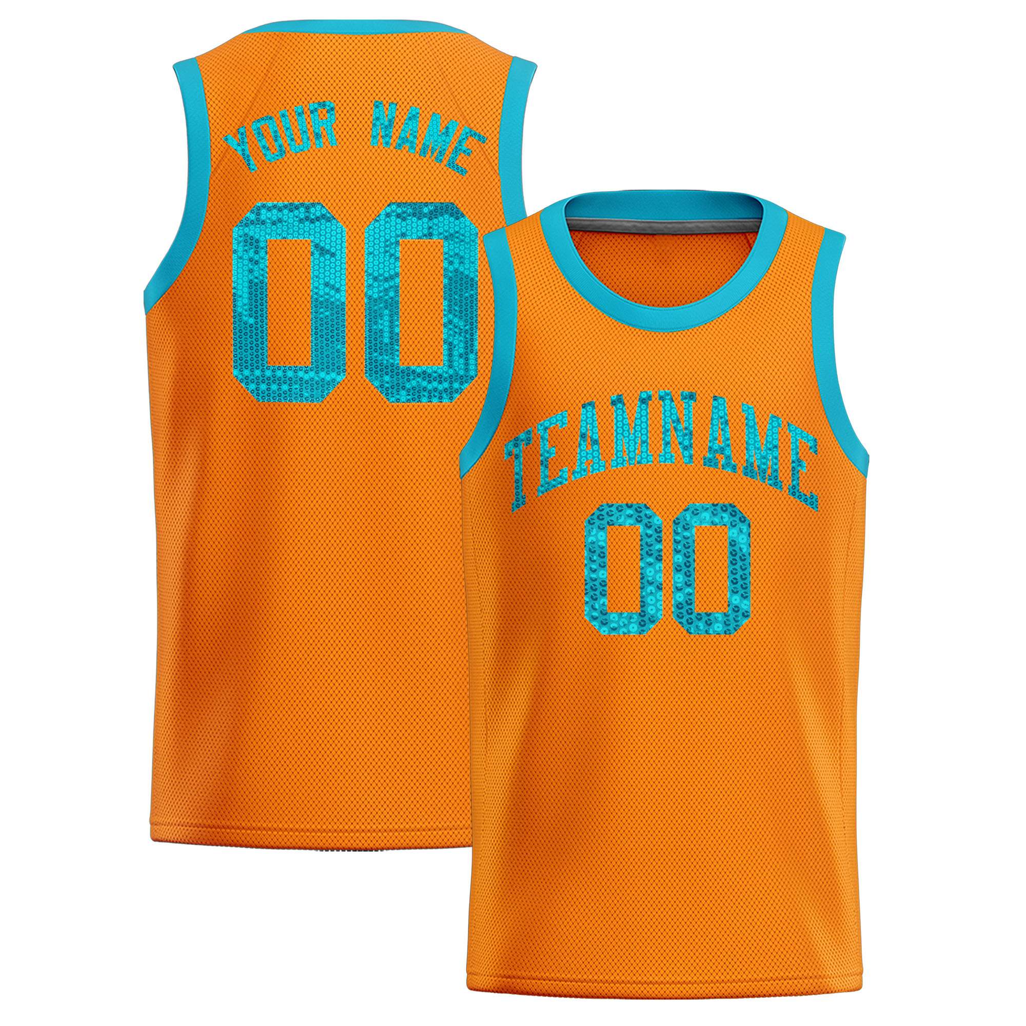 Custom Orange Sequined Tops Athletic Basketball Jersey|KXKSHOP