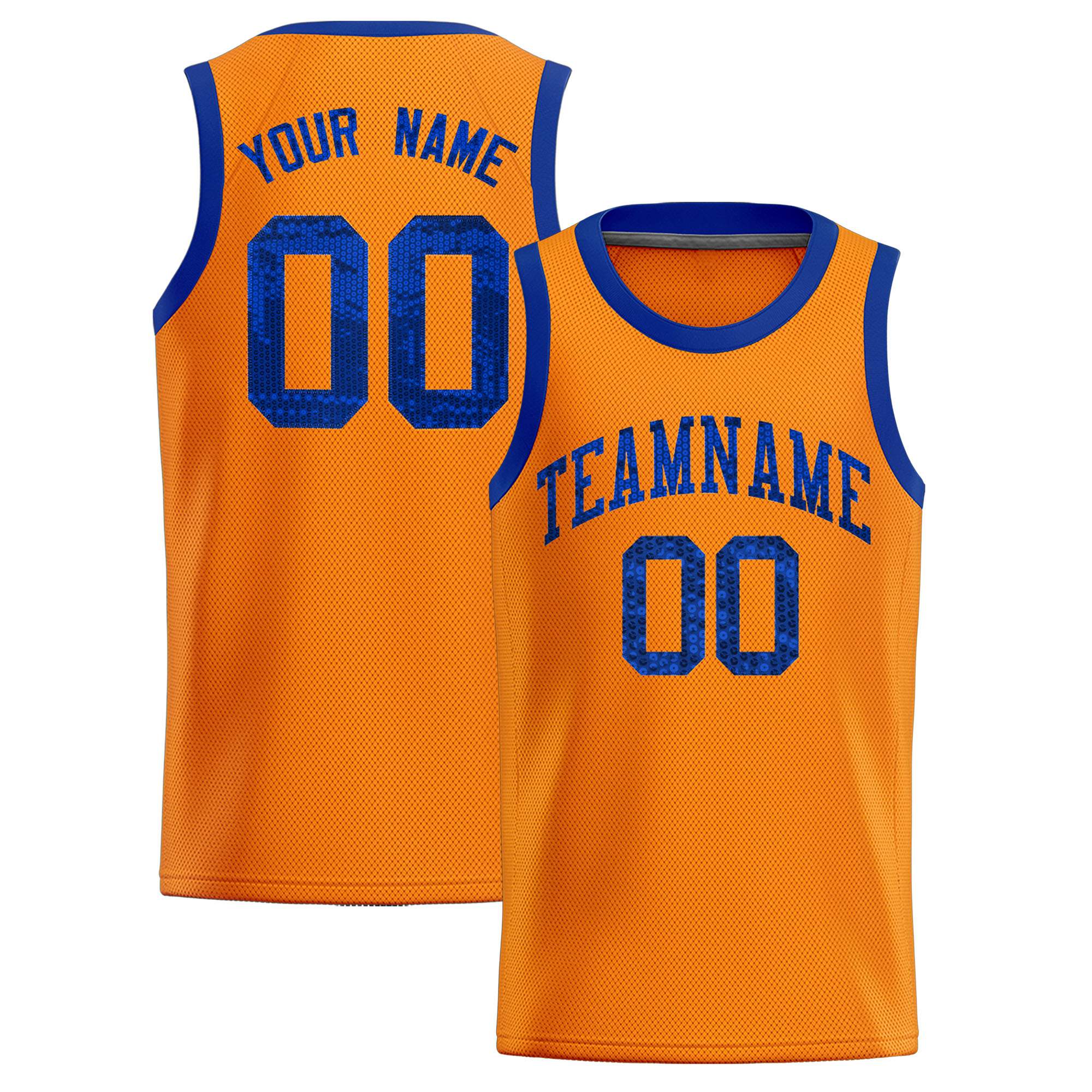 Custom Orange Sequined Tops Athletic Basketball Jersey|KXKSHOP