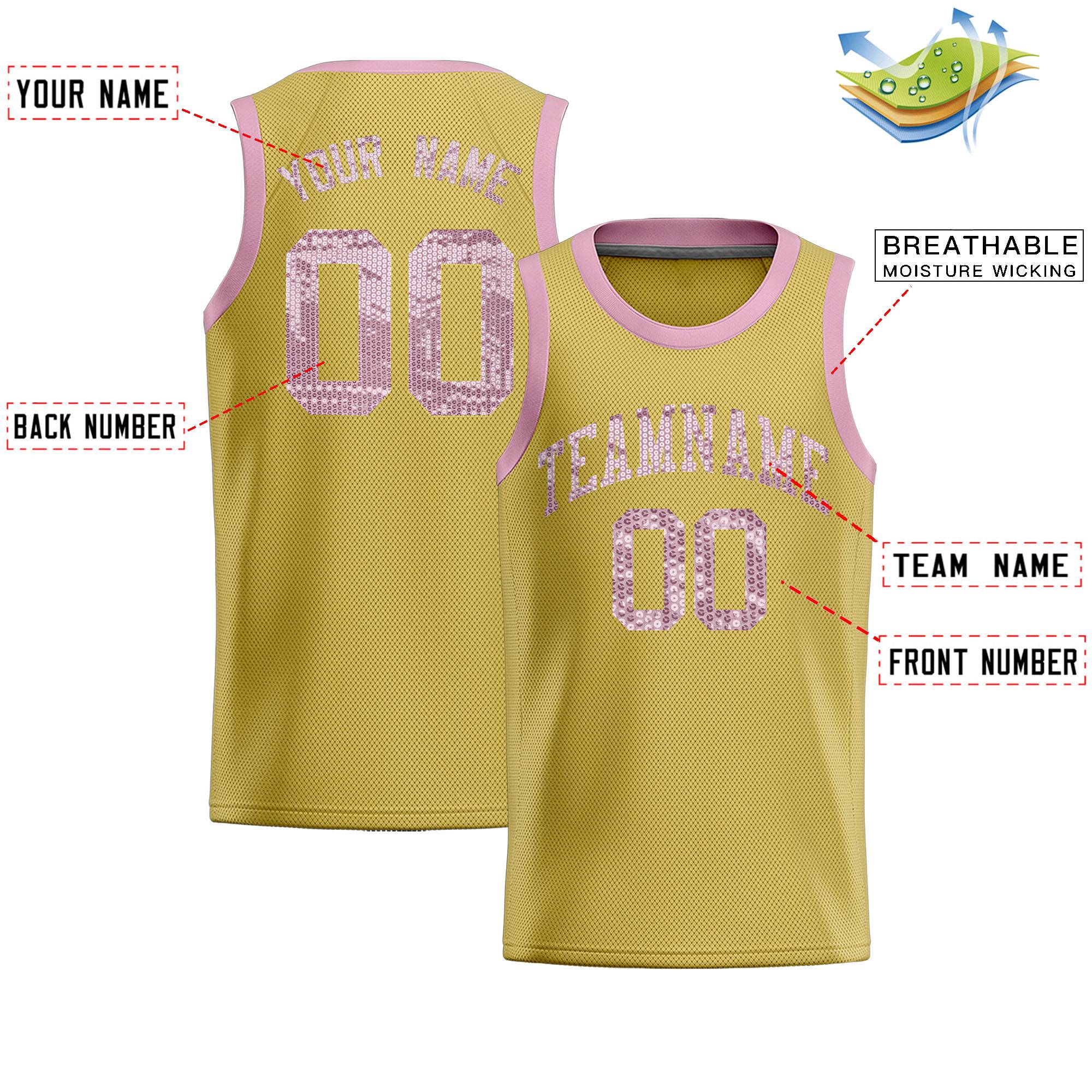 Custom Old Gold Sequined Tops Athletic Basketball Jersey|KXKSHOP