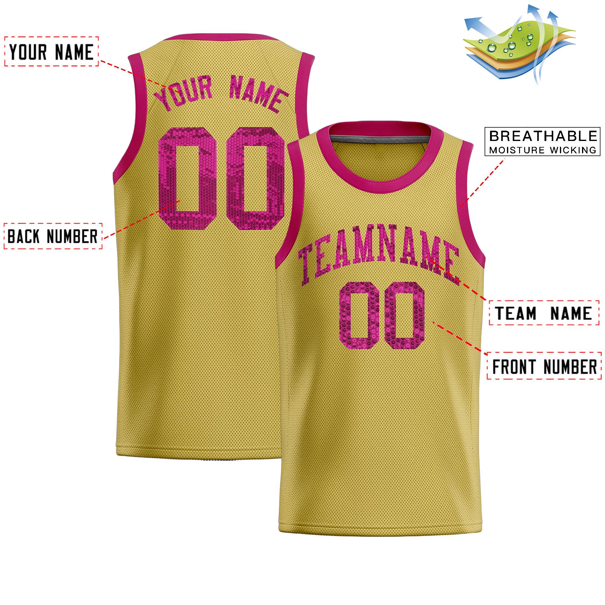 Custom Old Gold Sequined Tops Athletic Basketball Jersey|KXKSHOP
