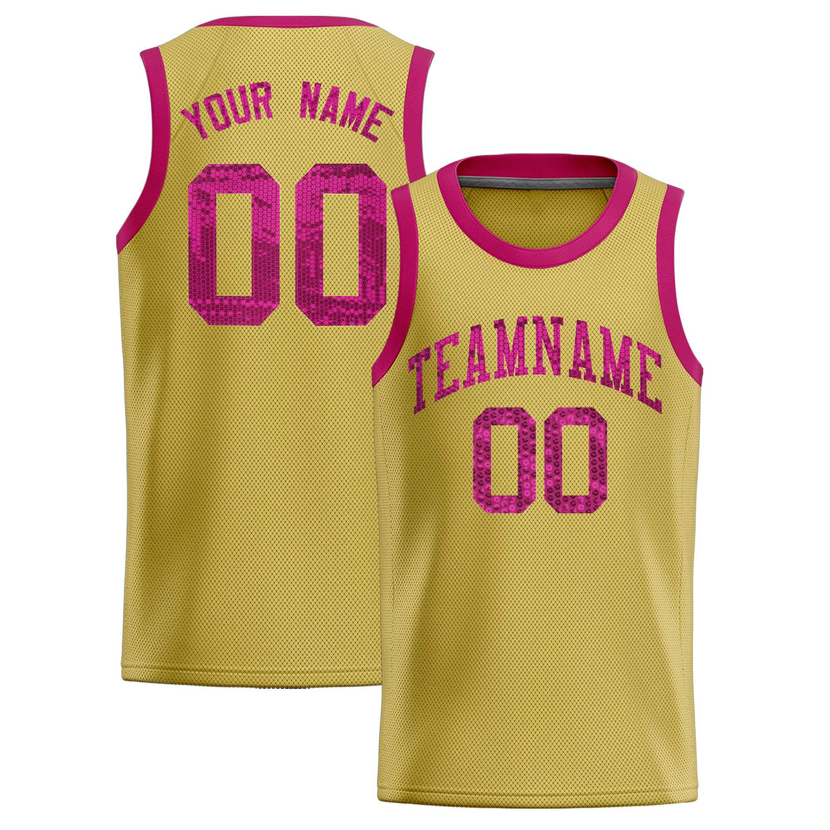 Custom Old Gold Sequined Tops Athletic Basketball Jersey|KXKSHOP