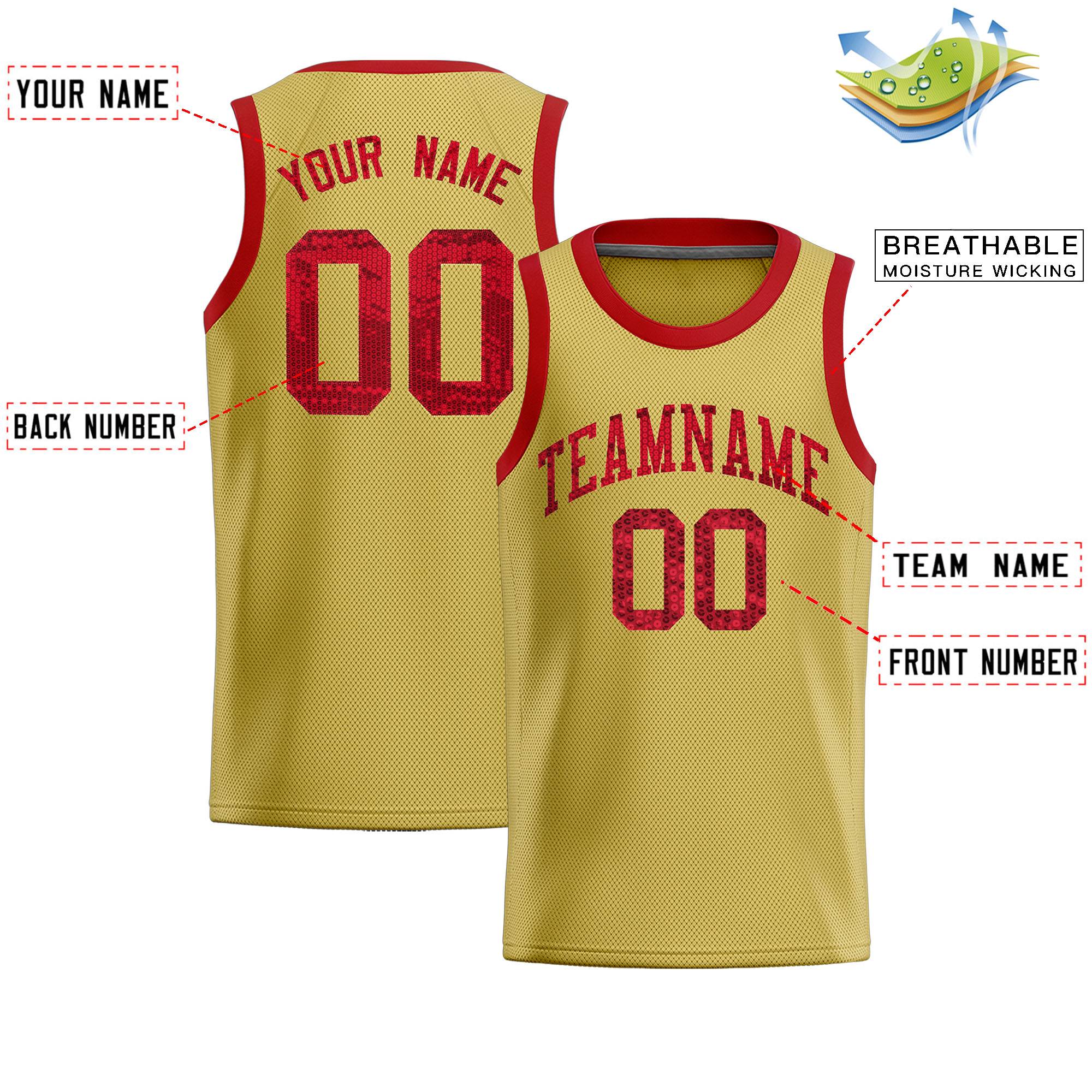 Custom Old Gold Sequined Tops Athletic Basketball Jersey|KXKSHOP