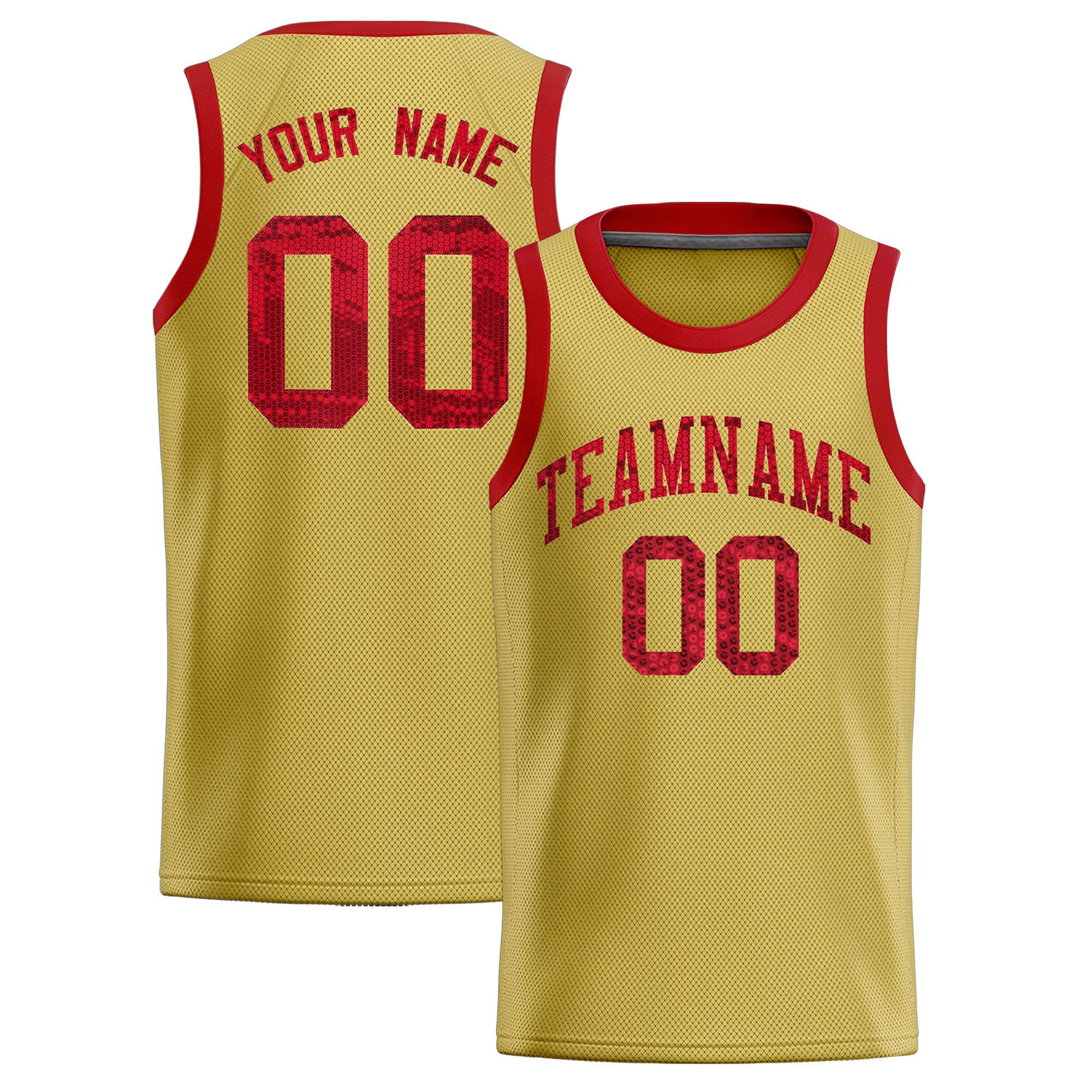 Custom Old Gold Sequined Tops Athletic Basketball Jersey|KXKSHOP