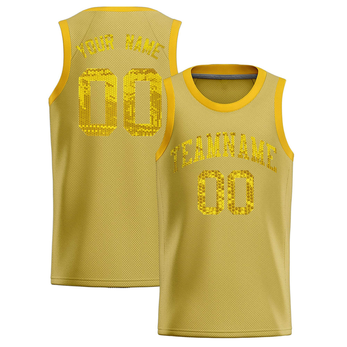 Custom Old Gold Sequined Tops Athletic Basketball Jersey|KXKSHOP