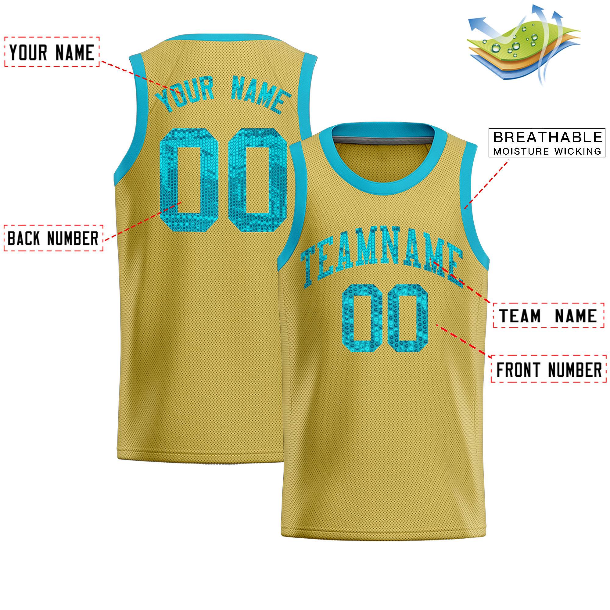 Custom Old Gold Sequined Tops Athletic Basketball Jersey|KXKSHOP