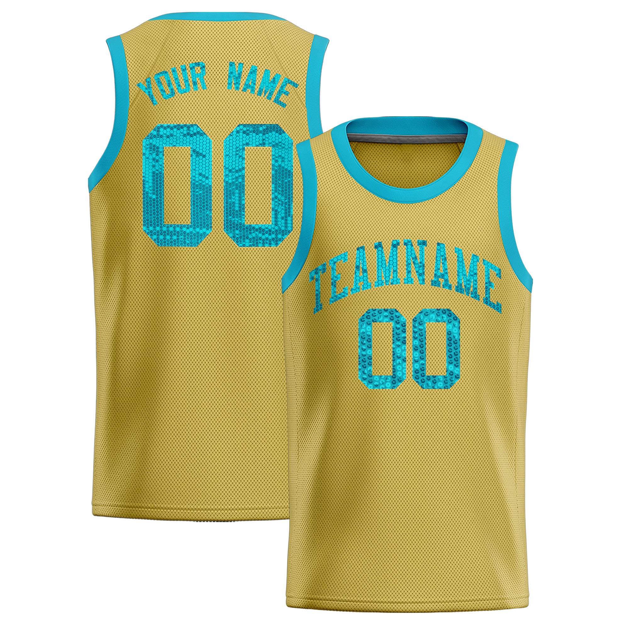 Custom Old Gold Sequined Tops Athletic Basketball Jersey|KXKSHOP