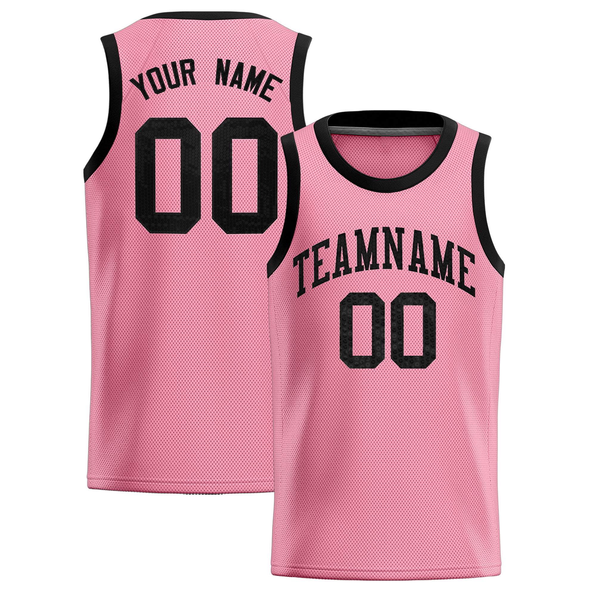 Custom Light Pink Sequined Tops Athletic Basketball Jersey|KXKSHOP