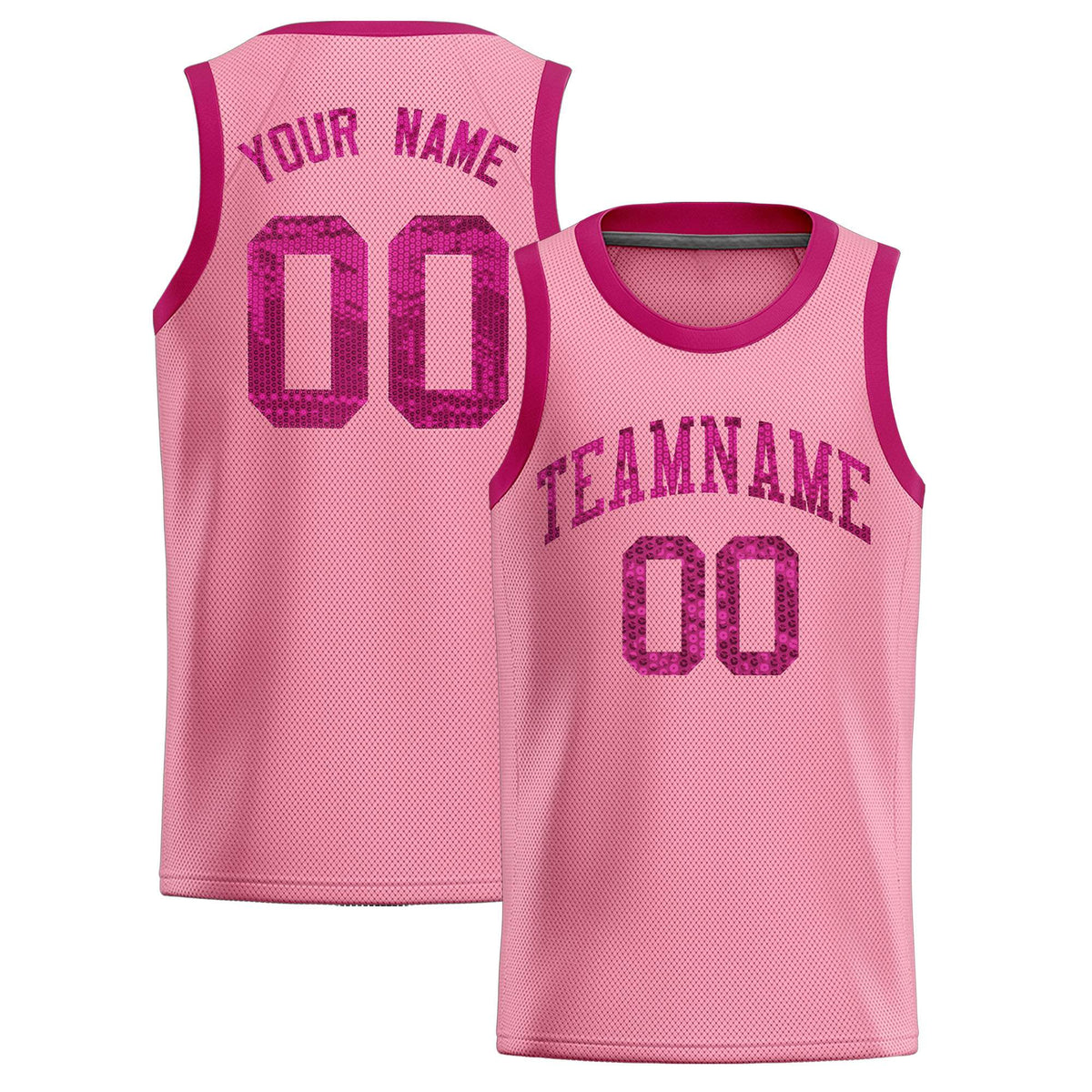 Custom Light Pink Sequined Tops Athletic Basketball Jersey|KXKSHOP