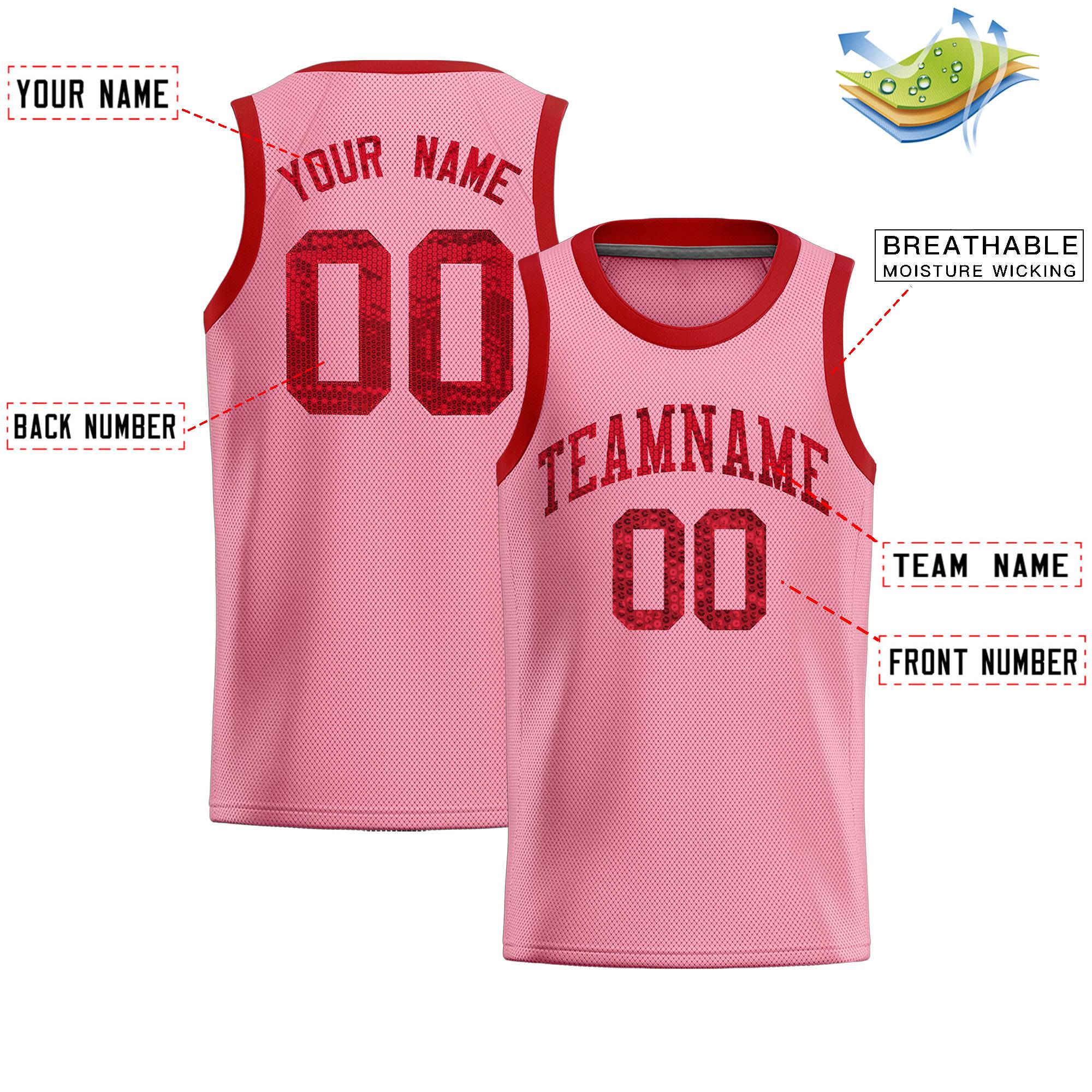 Custom Light Pink Sequined Tops Athletic Basketball Jersey|KXKSHOP