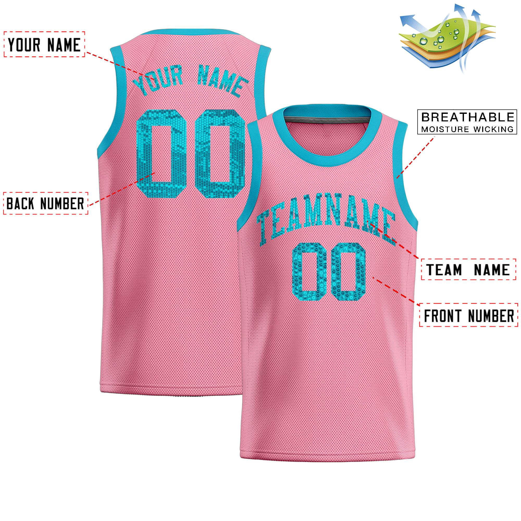 Custom Light Pink Sequined Tops Athletic Basketball Jersey|KXKSHOP