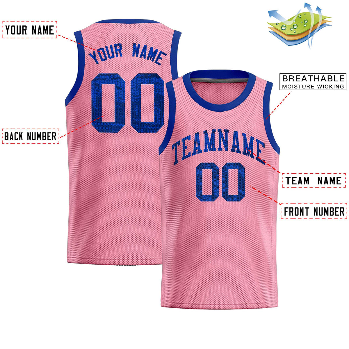 Custom Light Pink Sequined Tops Athletic Basketball Jersey|KXKSHOP