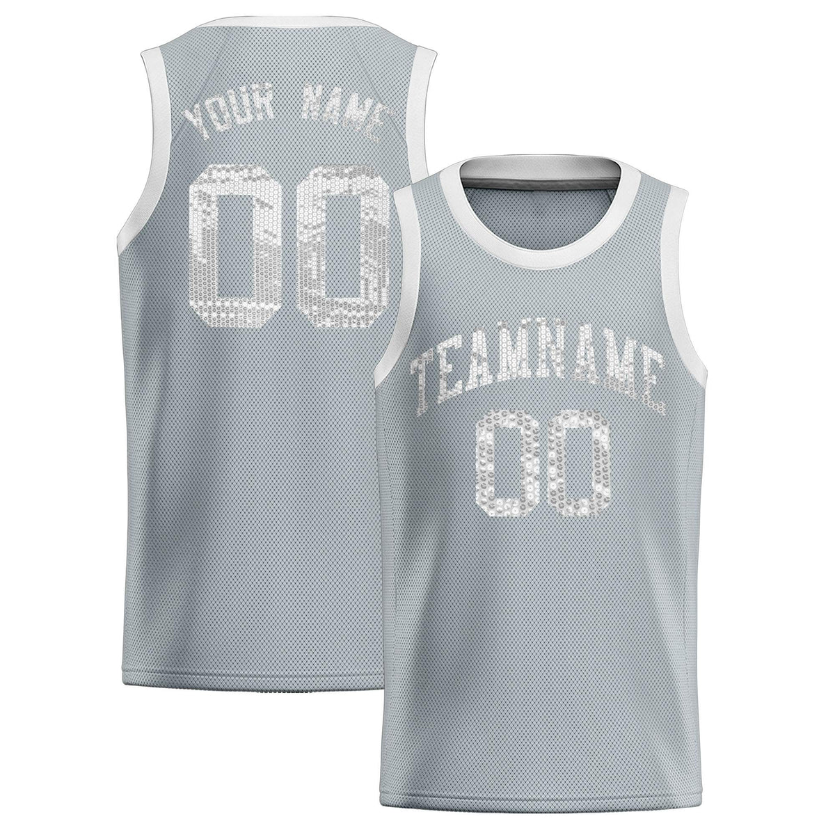 Custom Silver Sequined Tops Athletic Basketball Jersey|KXKSHOP