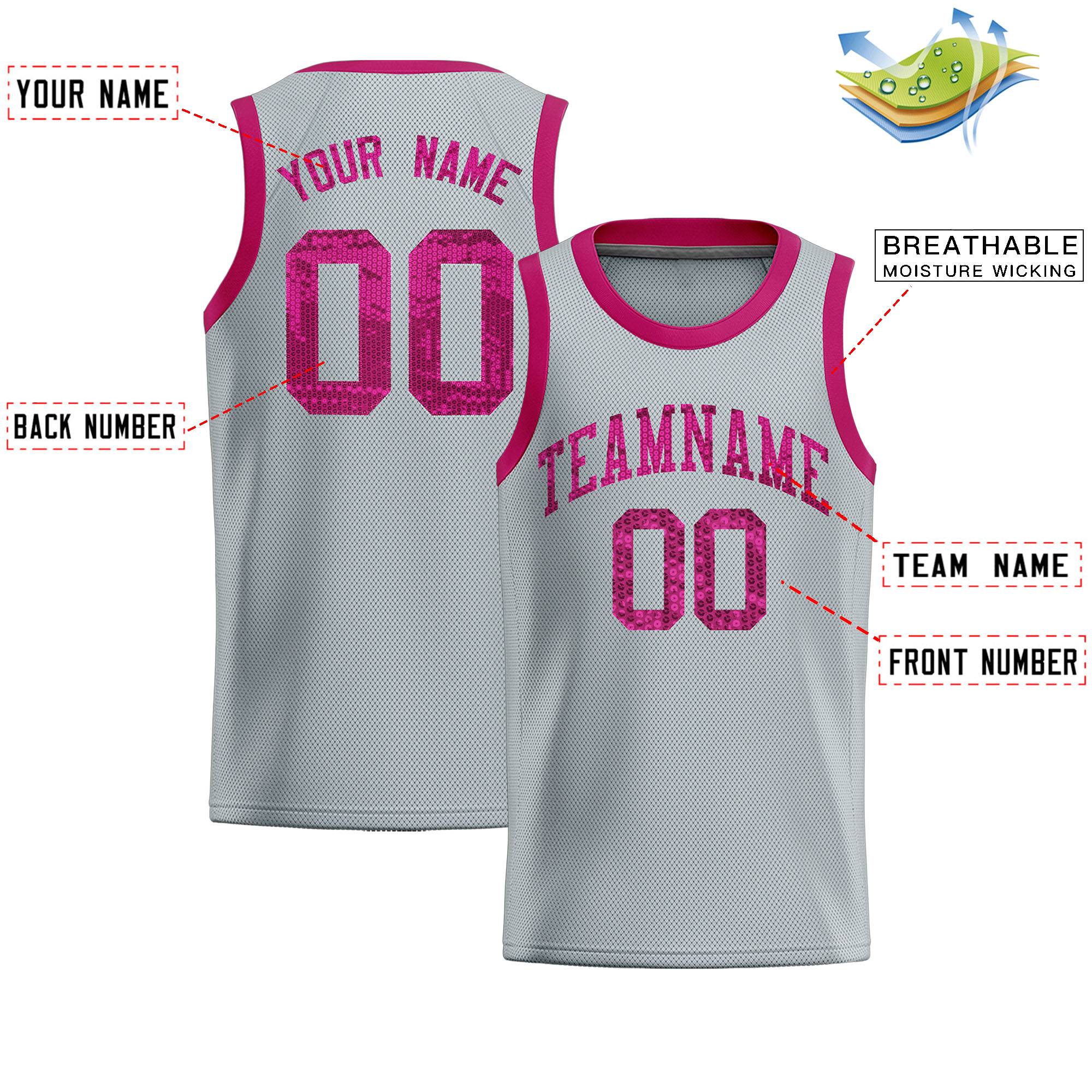 Custom Silver Sequined Tops Athletic Basketball Jersey|KXKSHOP