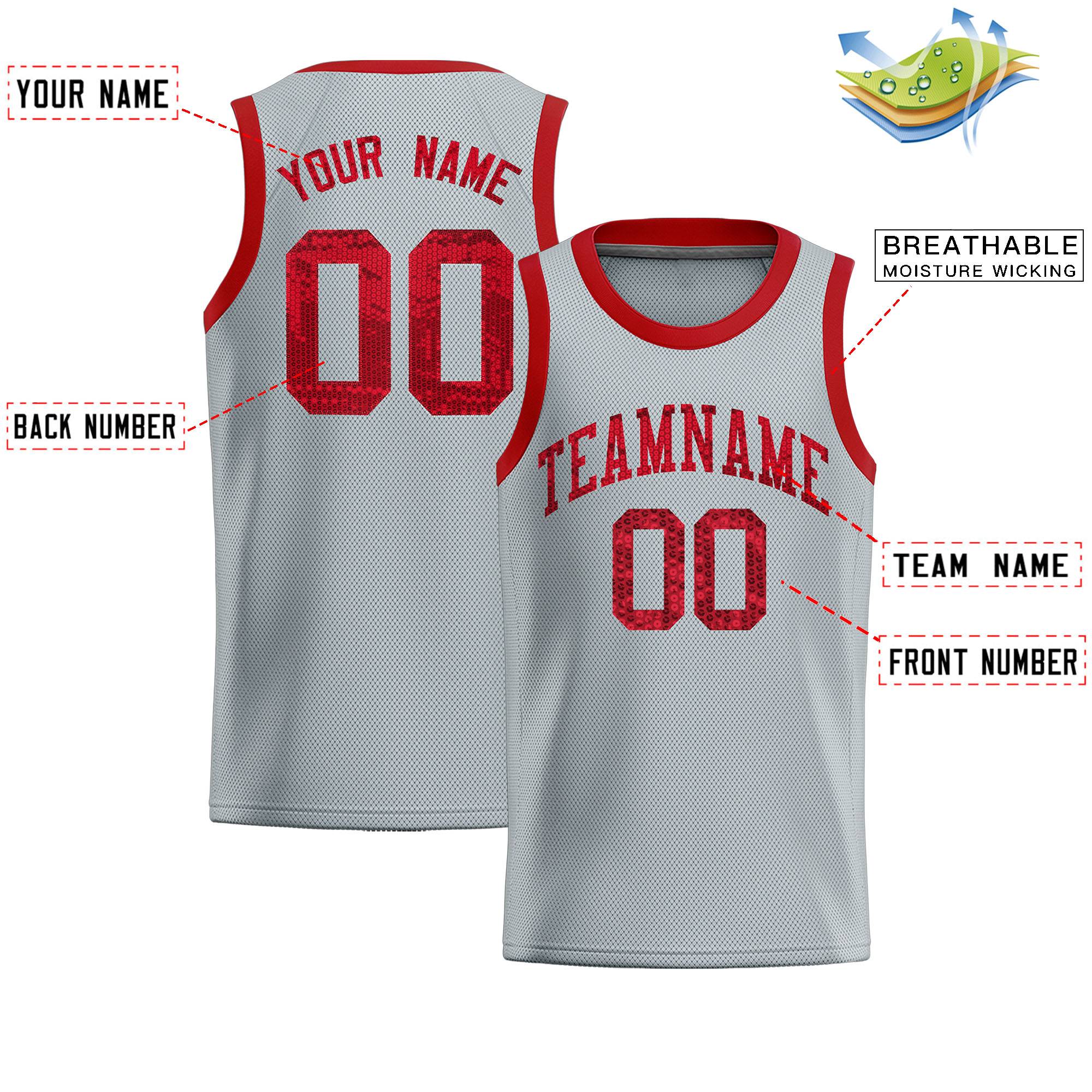Custom Silver Sequined Tops Athletic Basketball Jersey|KXKSHOP