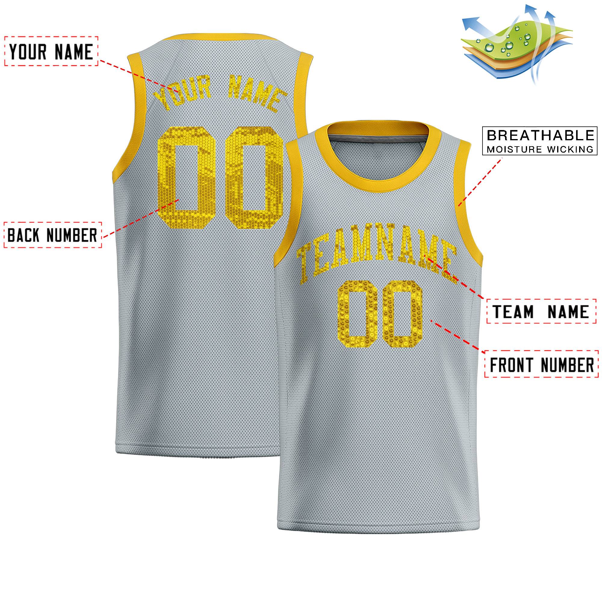 Custom Silver Sequined Tops Athletic Basketball Jersey|KXKSHOP
