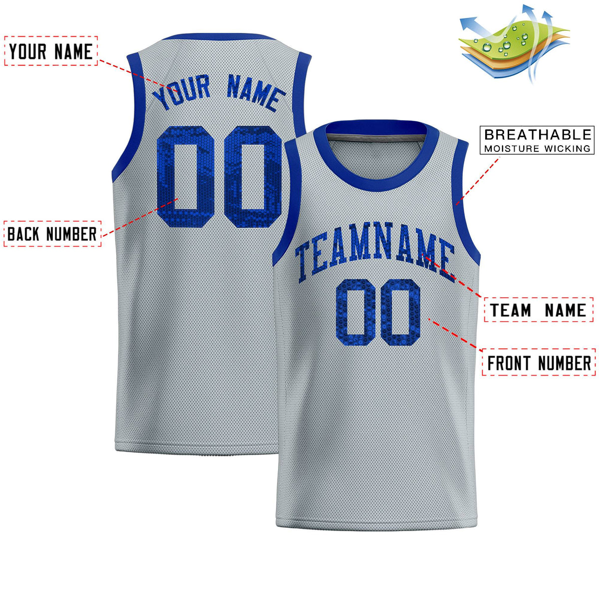 Custom Silver Sequined Tops Athletic Basketball Jersey|KXKSHOP