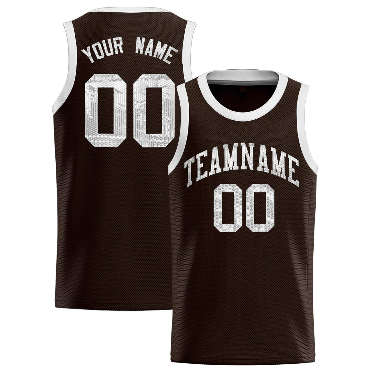 Custom Brown Sequined Tops Athletic Basketball Jersey|KXKSHOP