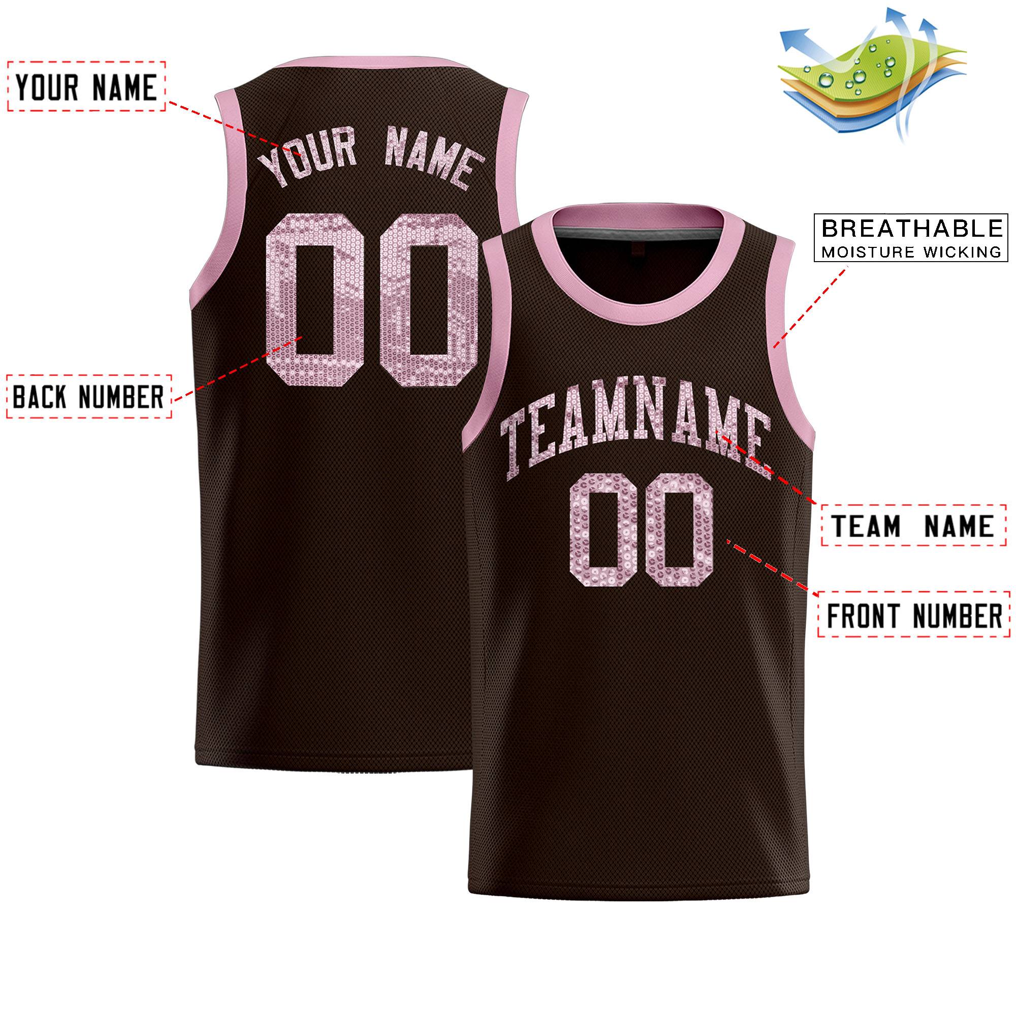 Custom Brown Sequined Tops Athletic Basketball Jersey|KXKSHOP