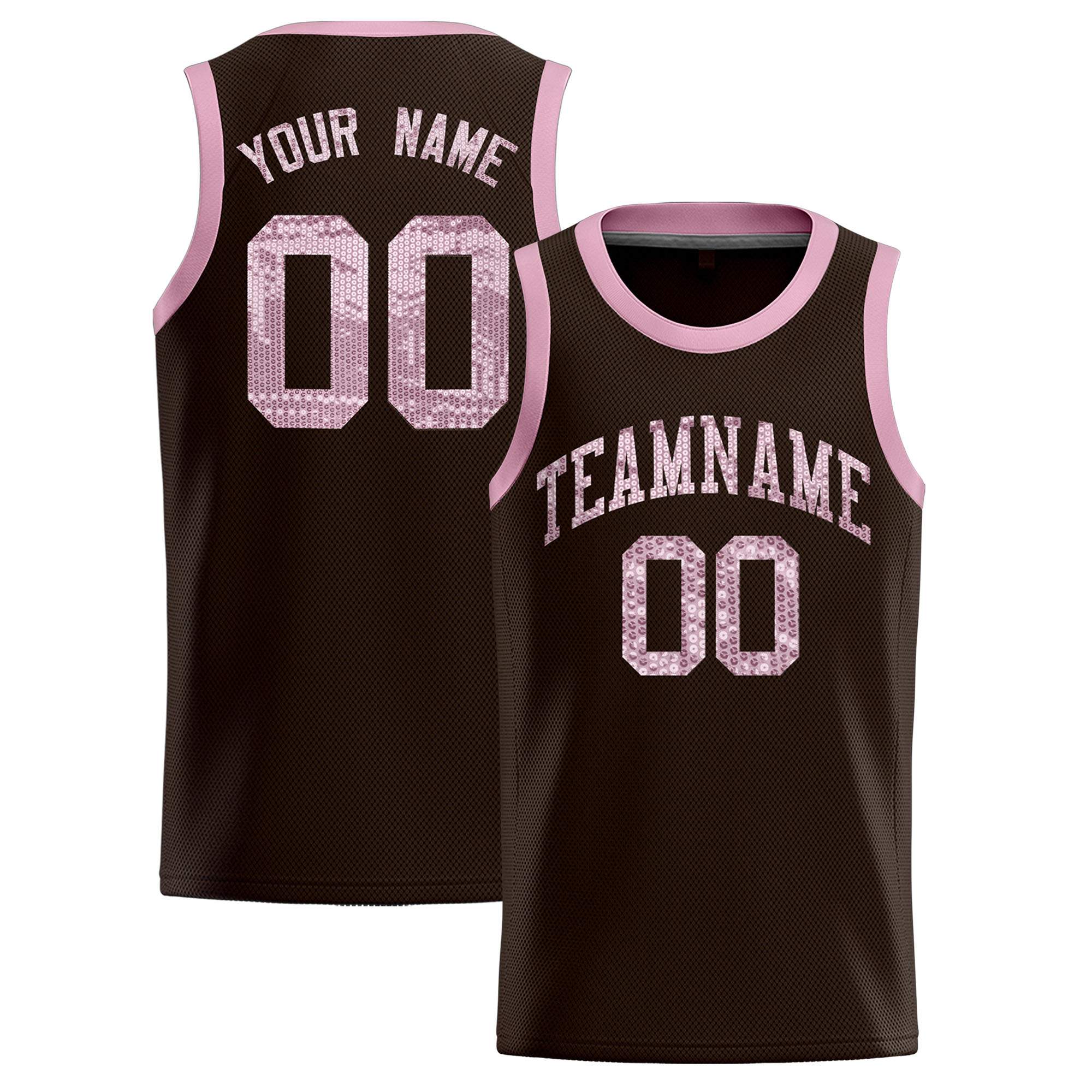 Custom Brown Sequined Tops Athletic Basketball Jersey|KXKSHOP