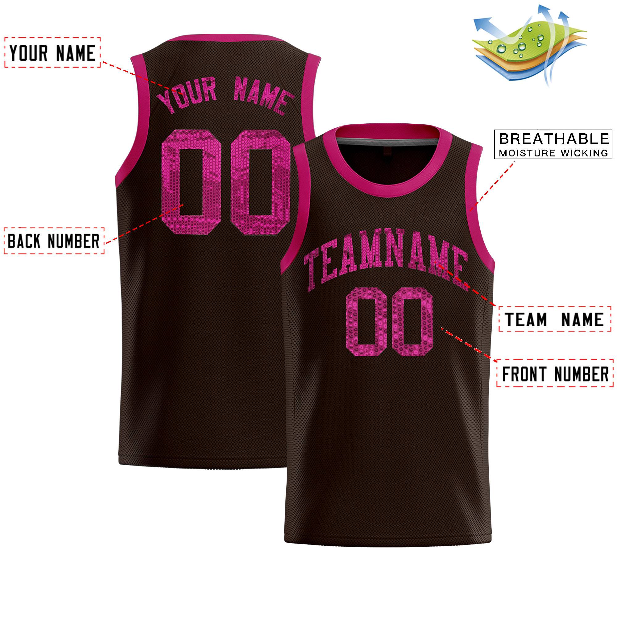 Custom Brown Sequined Tops Athletic Basketball Jersey|KXKSHOP