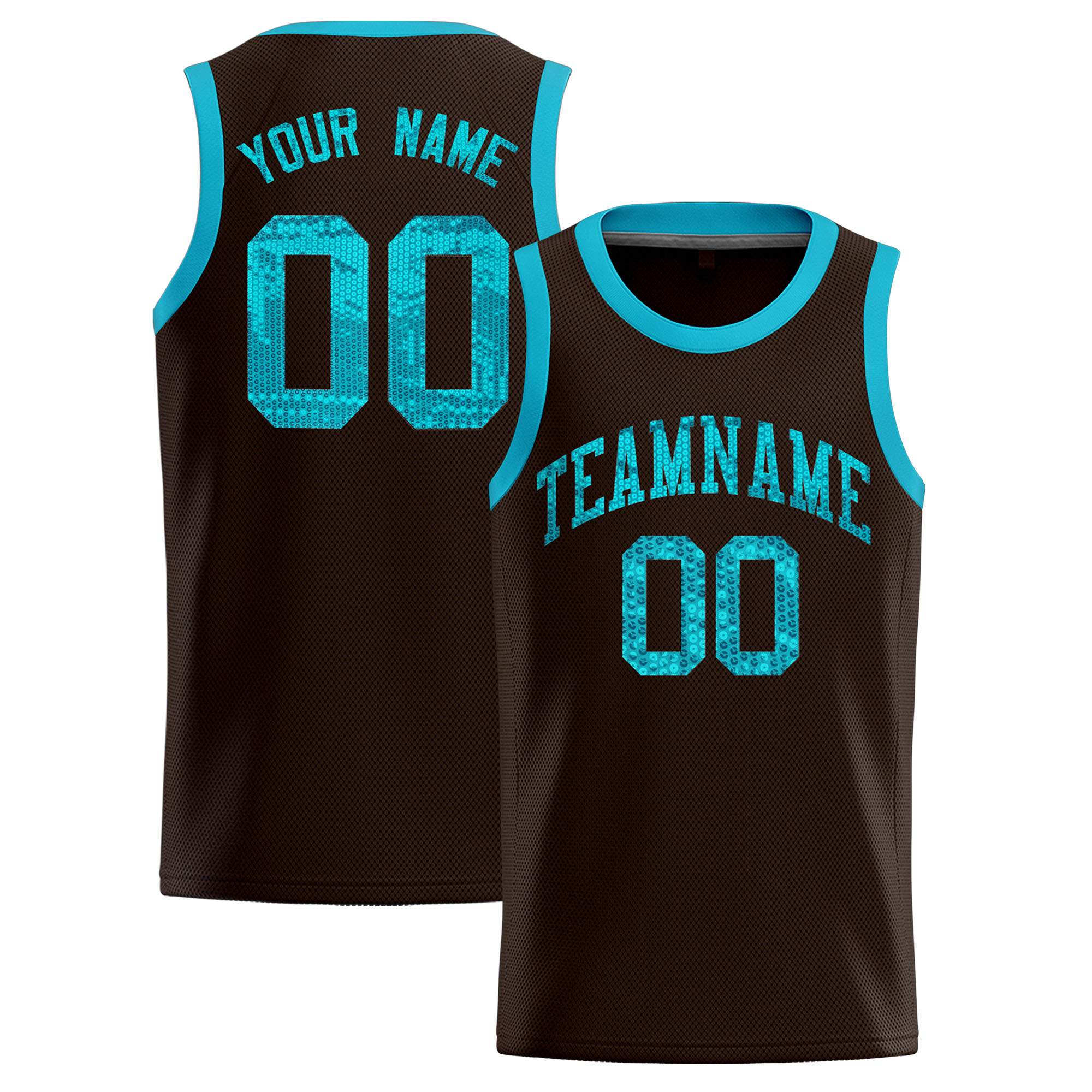 Custom Brown Sequined Tops Athletic Basketball Jersey|KXKSHOP