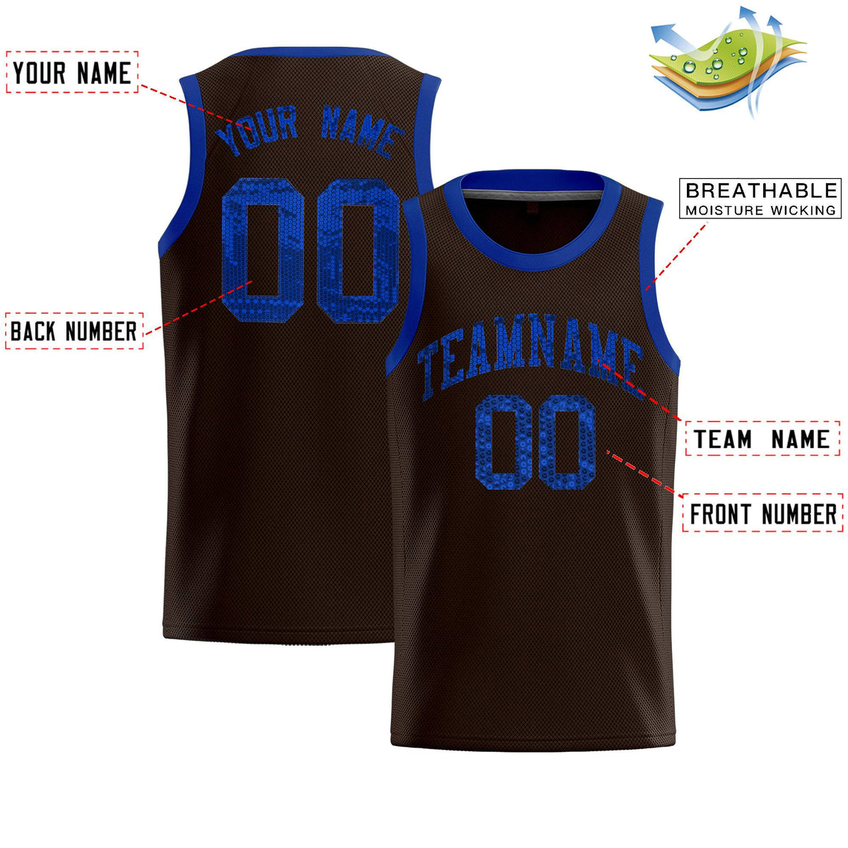 Custom Brown Sequined Tops Athletic Basketball Jersey|KXKSHOP