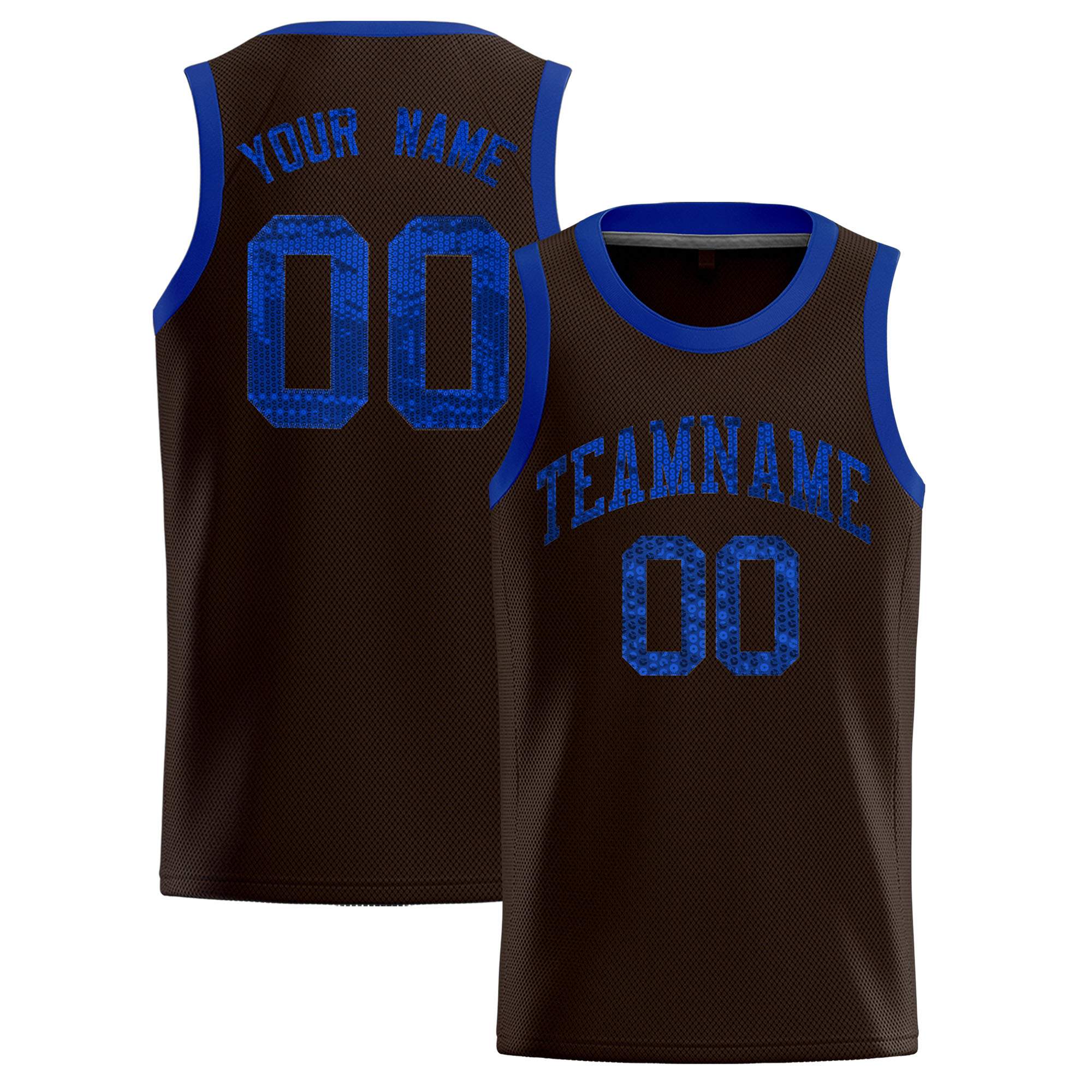 Custom Brown Sequined Tops Athletic Basketball Jersey|KXKSHOP