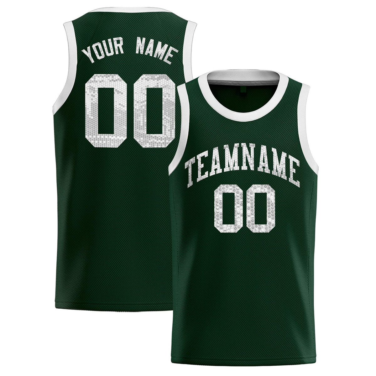 Custom Hunter Green Sequined Tops Athletic Basketball Jersey|KXKSHOP