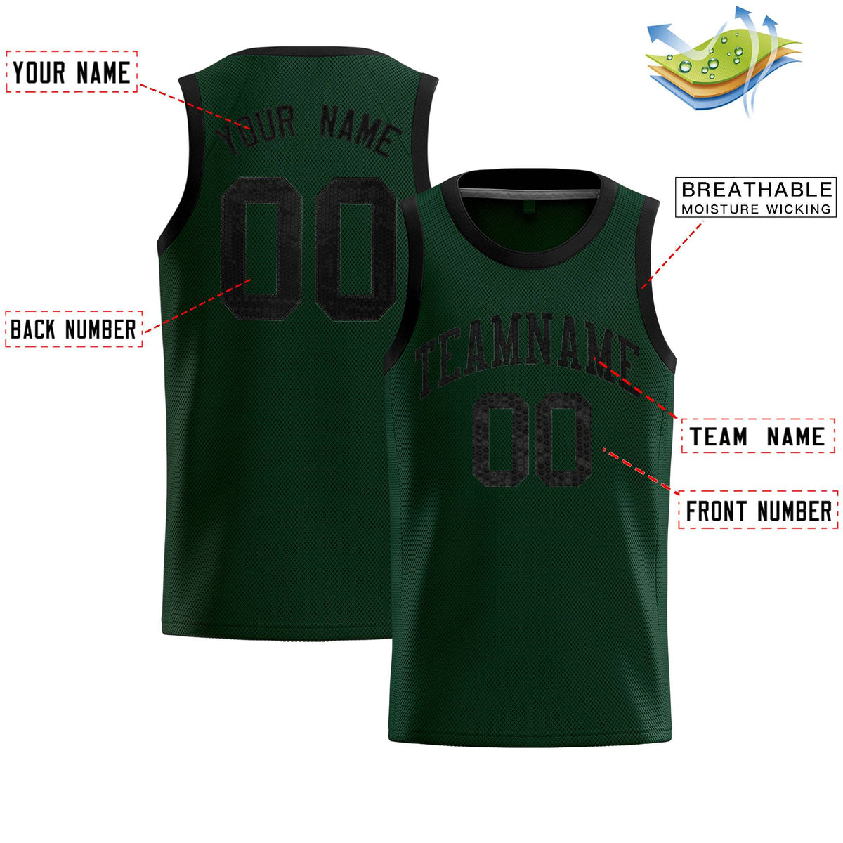 Custom Hunter Green Sequined Tops Athletic Basketball Jersey|KXKSHOP