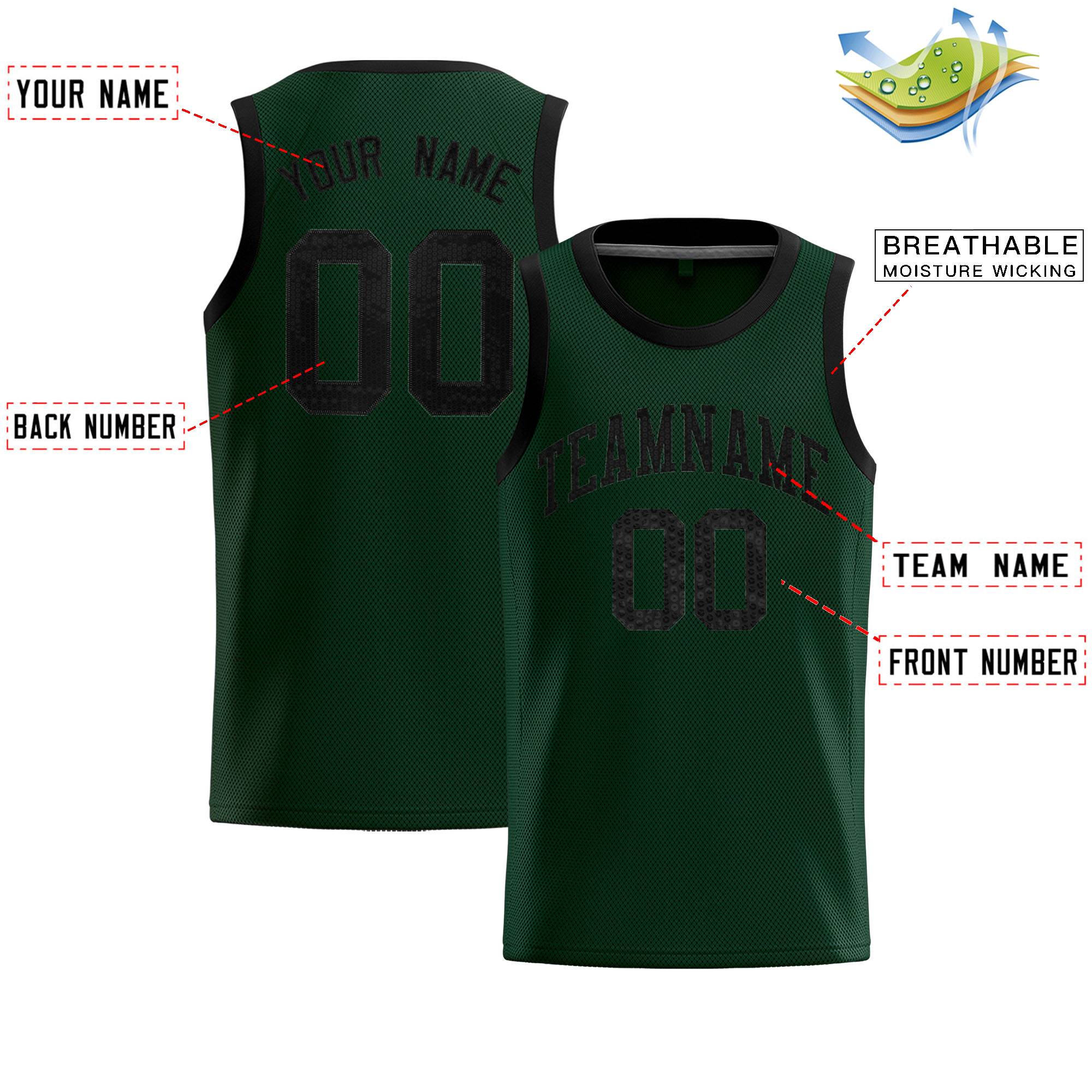 Custom Hunter Green Sequined Tops Athletic Basketball Jersey|KXKSHOP