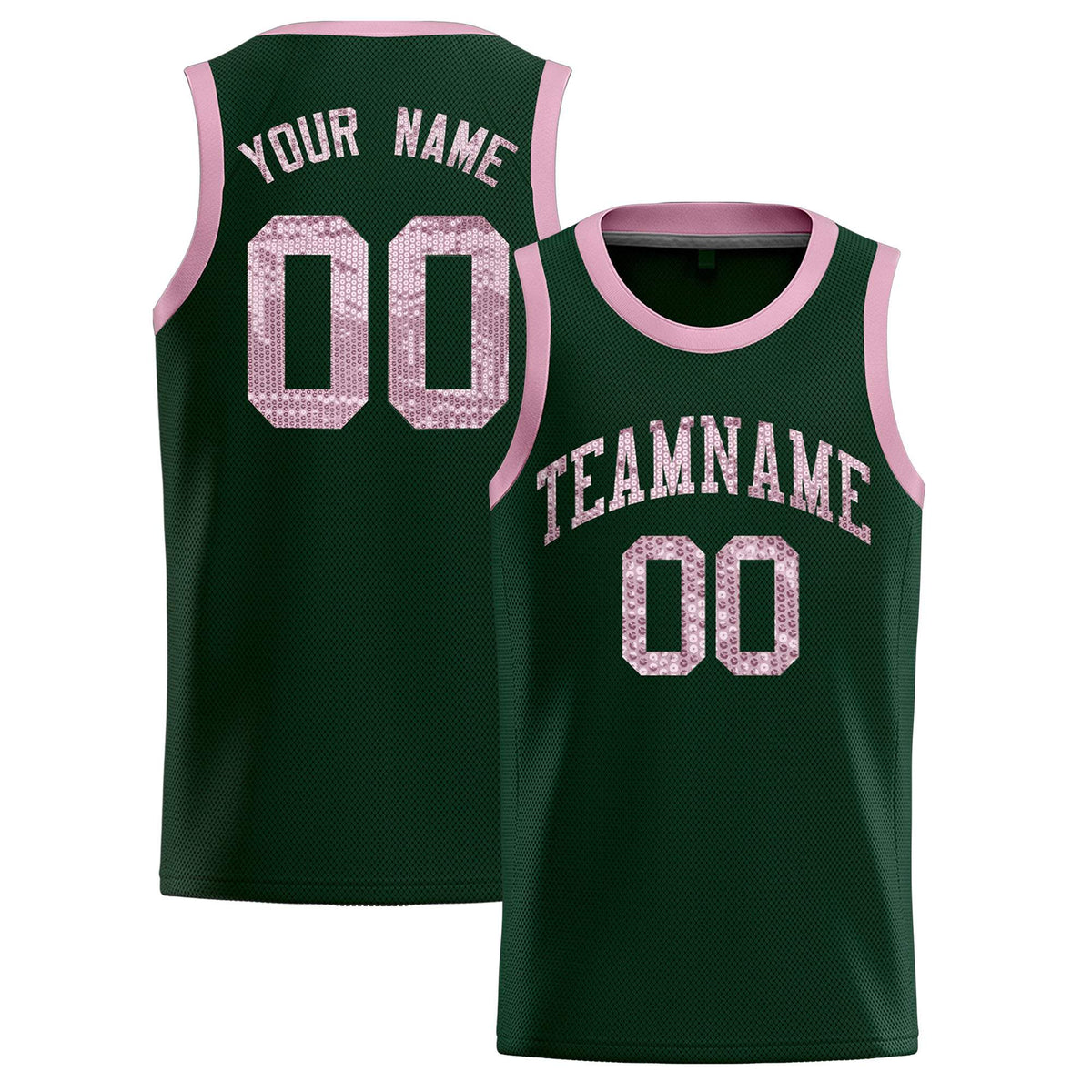 Custom Hunter Green Sequined Tops Athletic Basketball Jersey|KXKSHOP